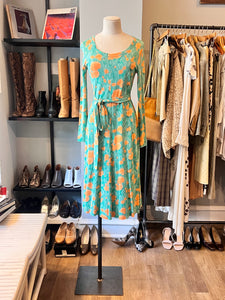 Diane Von Furstenberg Green Floral Jersey Dress