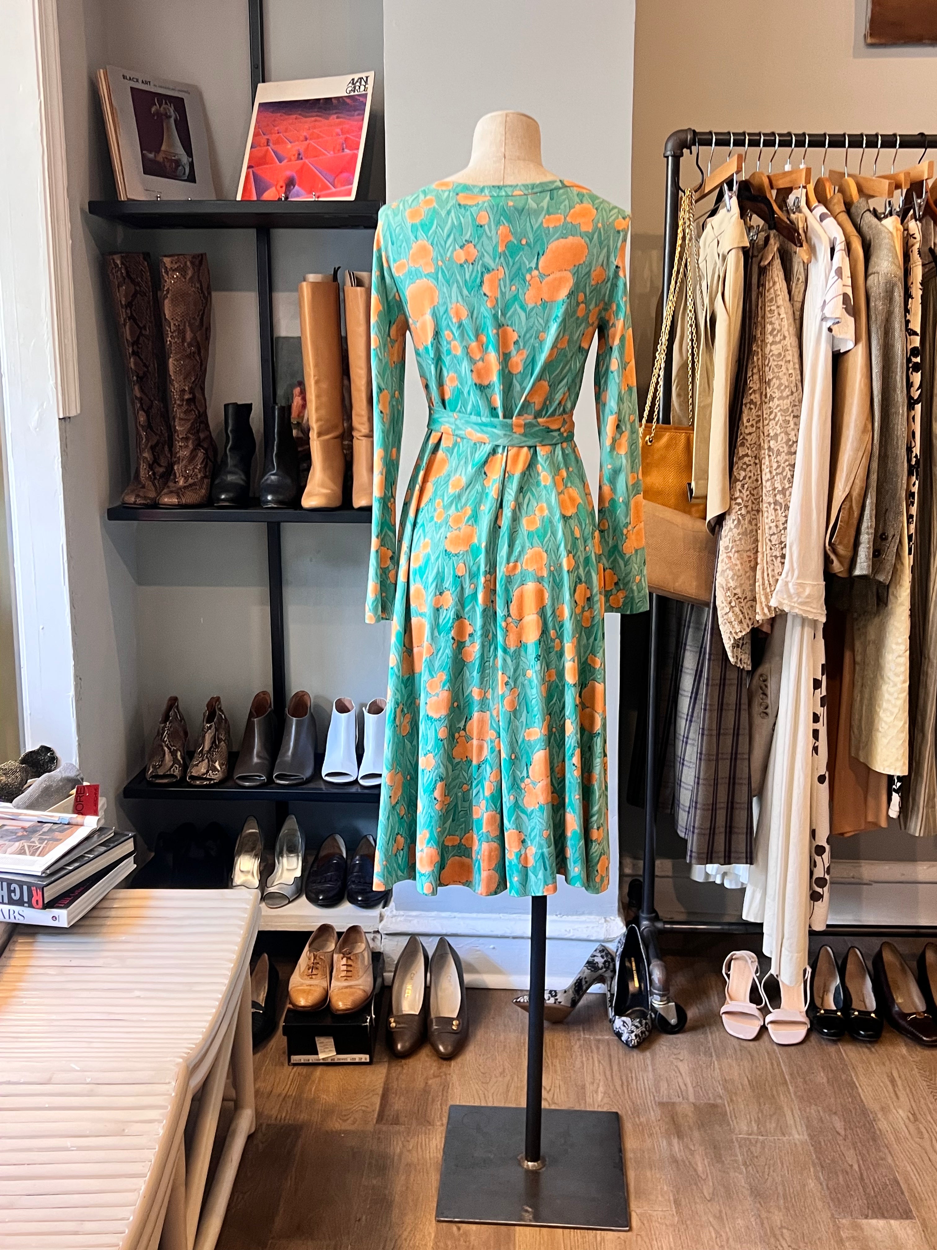 Diane Von Furstenberg Green Floral Jersey Dress