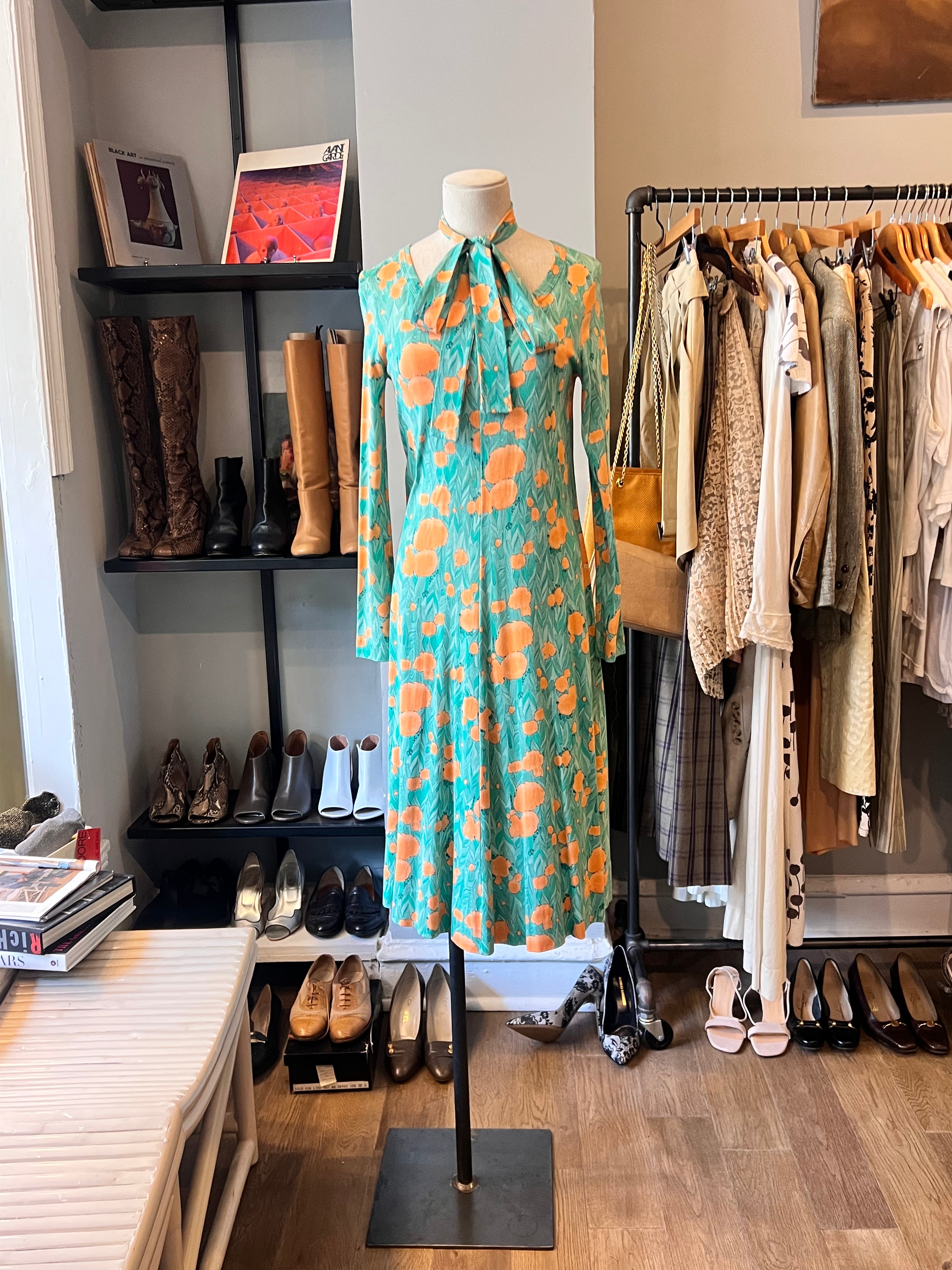 Diane Von Furstenberg Green Floral Jersey Dress
