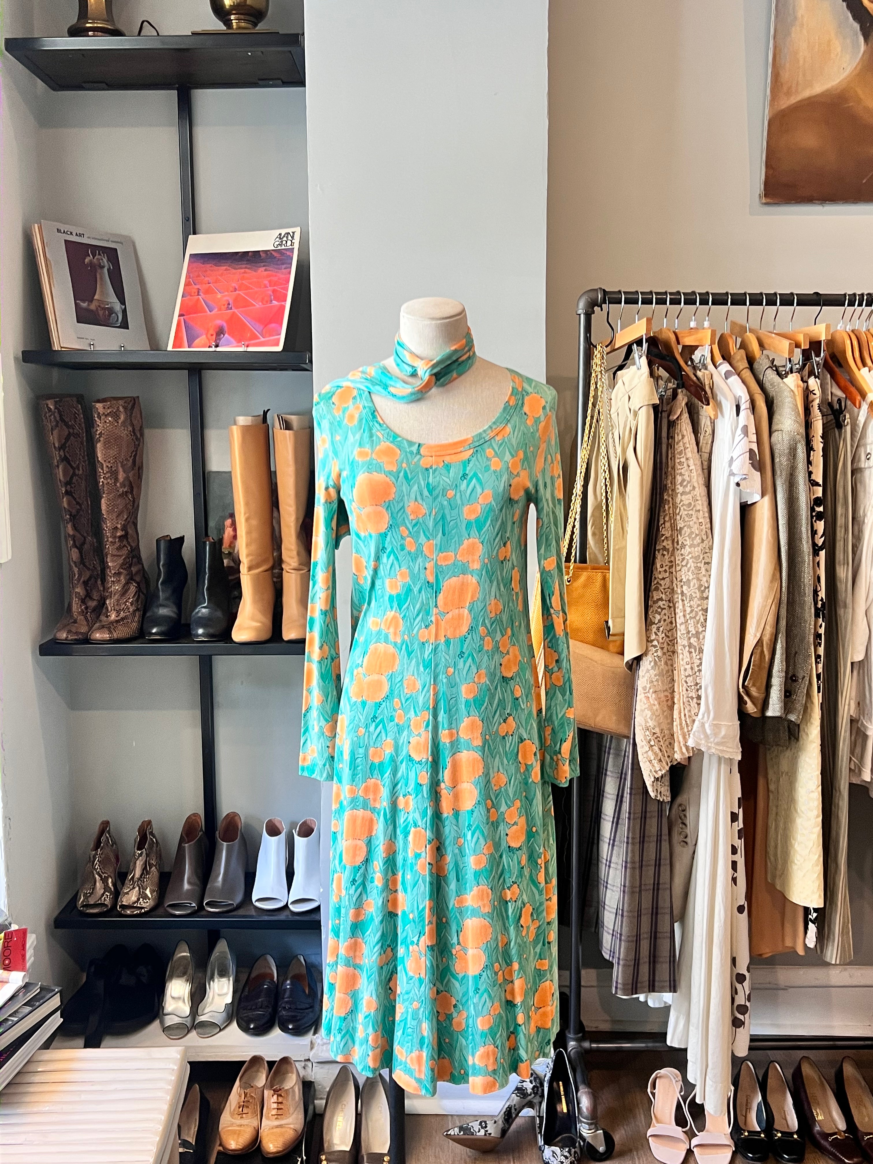 Diane Von Furstenberg Green Floral Jersey Dress