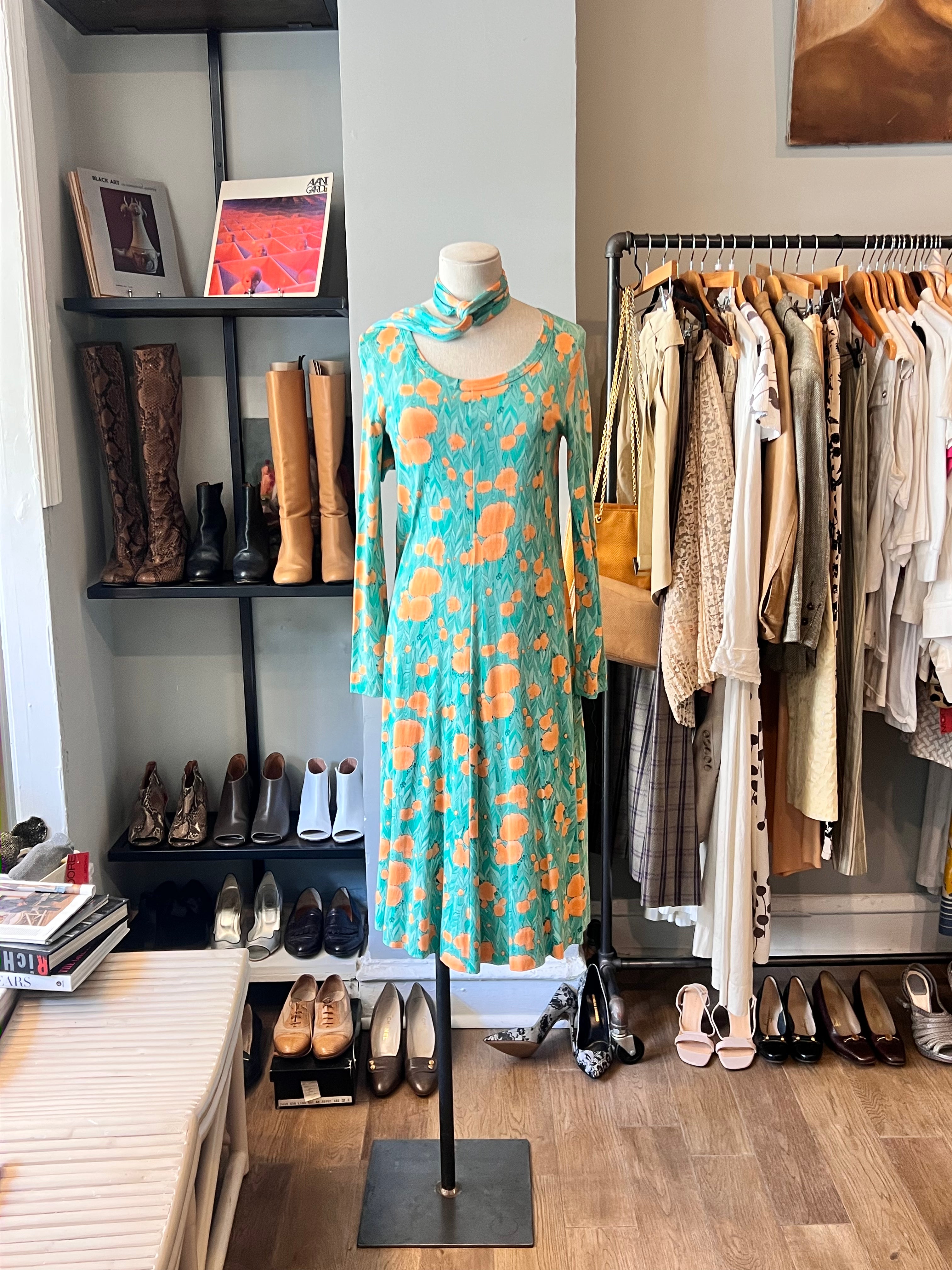 Diane Von Furstenberg Green Floral Jersey Dress