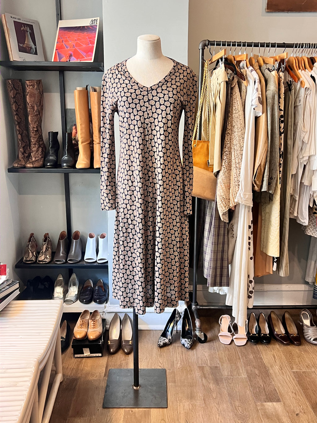 Diane Von Furstenberg Navy Paisley Jersey Dress