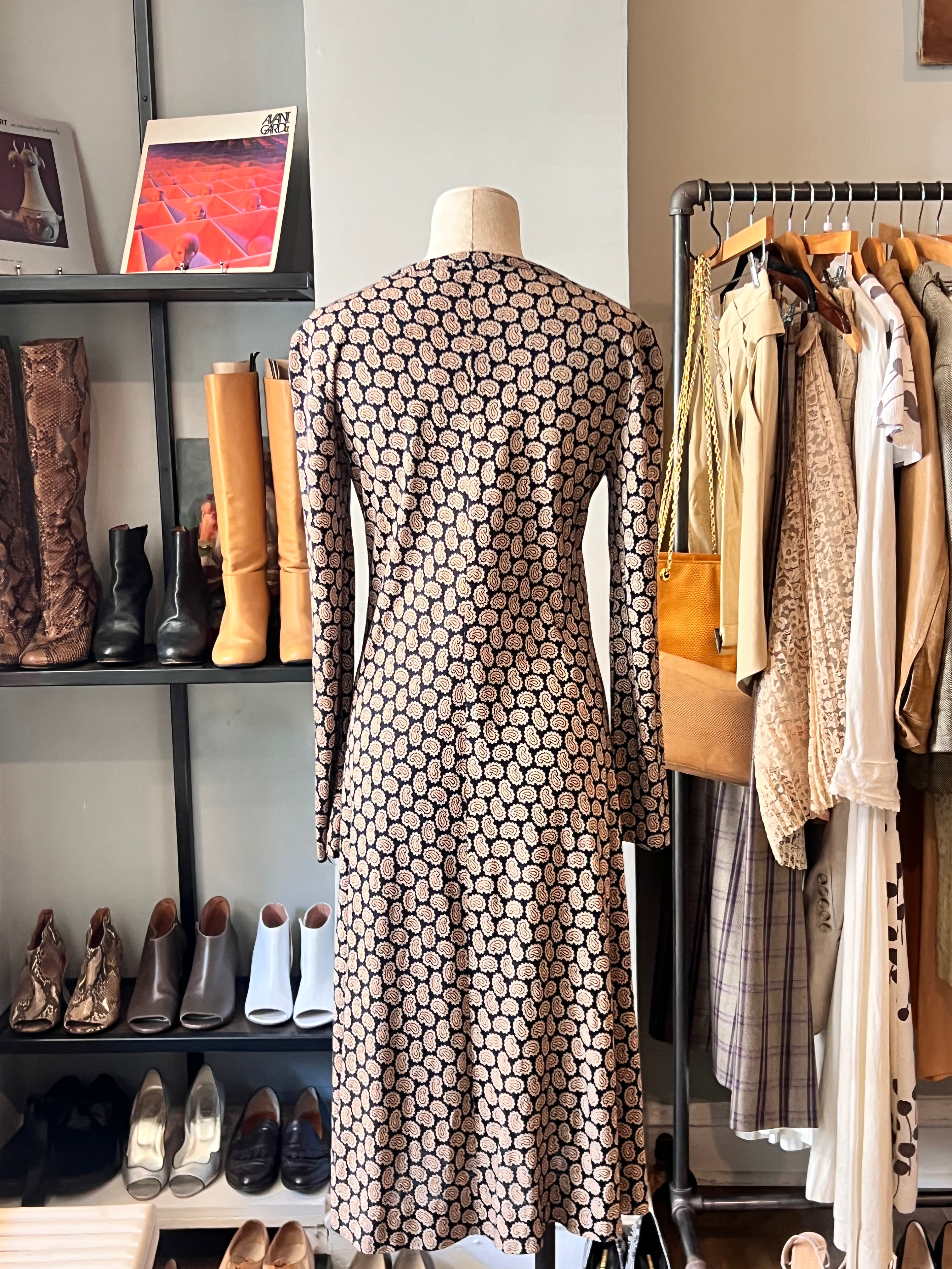 Diane Von Furstenberg Navy Paisley Jersey Dress