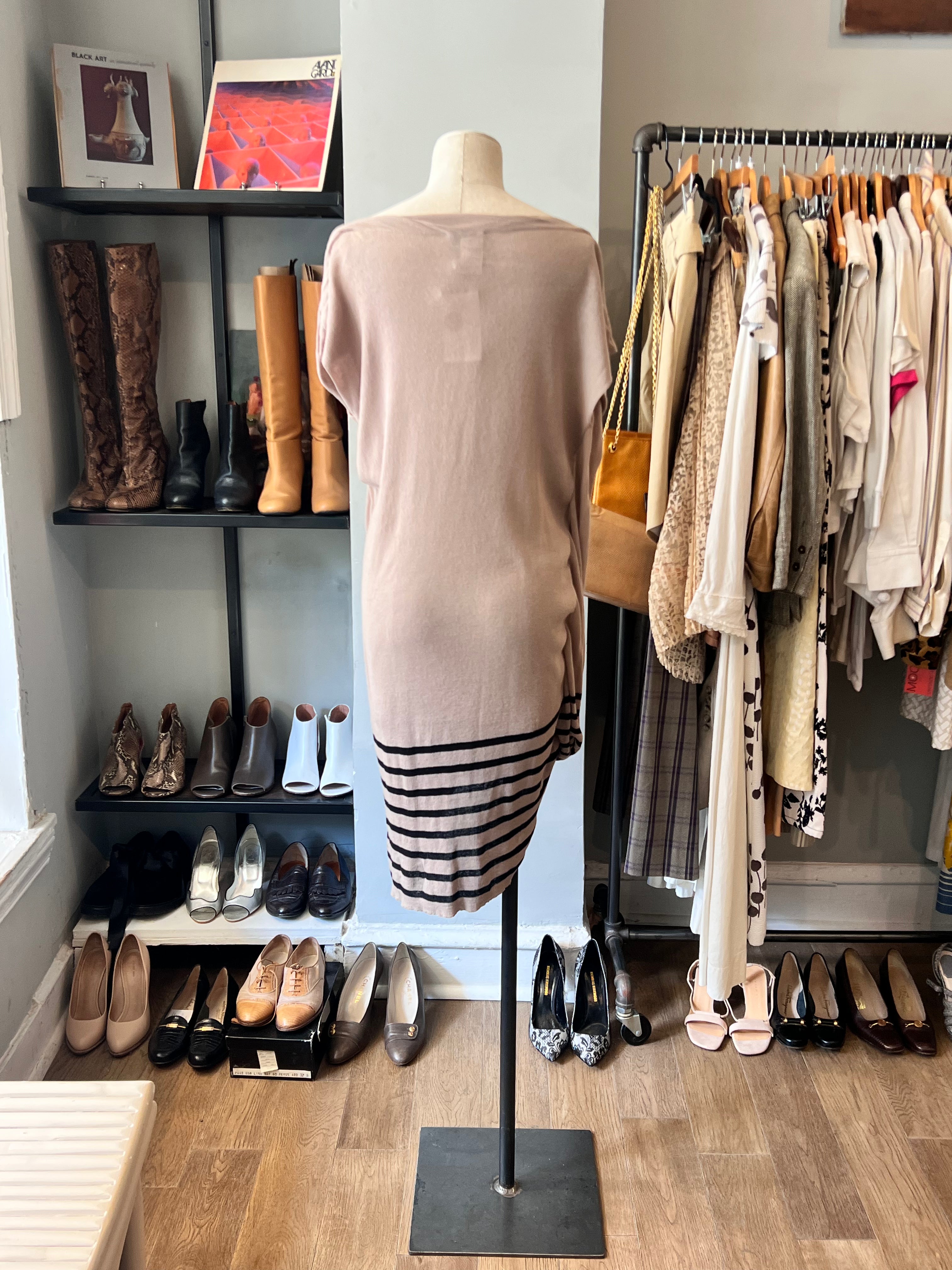 Jean Paul Gaultier Taupe Cotton Knit Stretch Dress