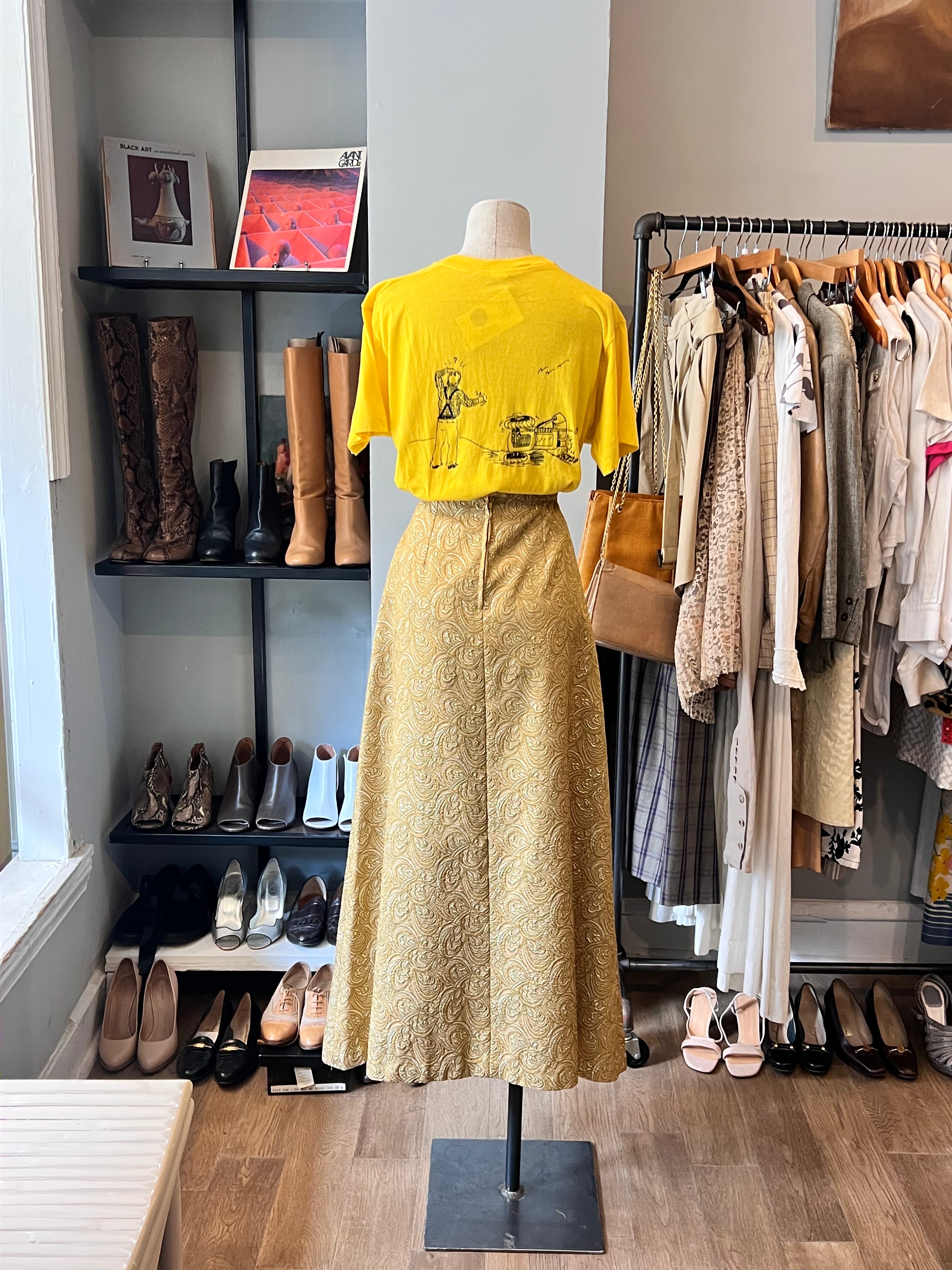 Vintage 1960s Gold Brocade Maxi Skirt