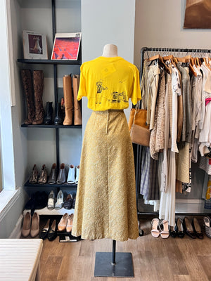 Vintage 1960s Gold Brocade Maxi Skirt