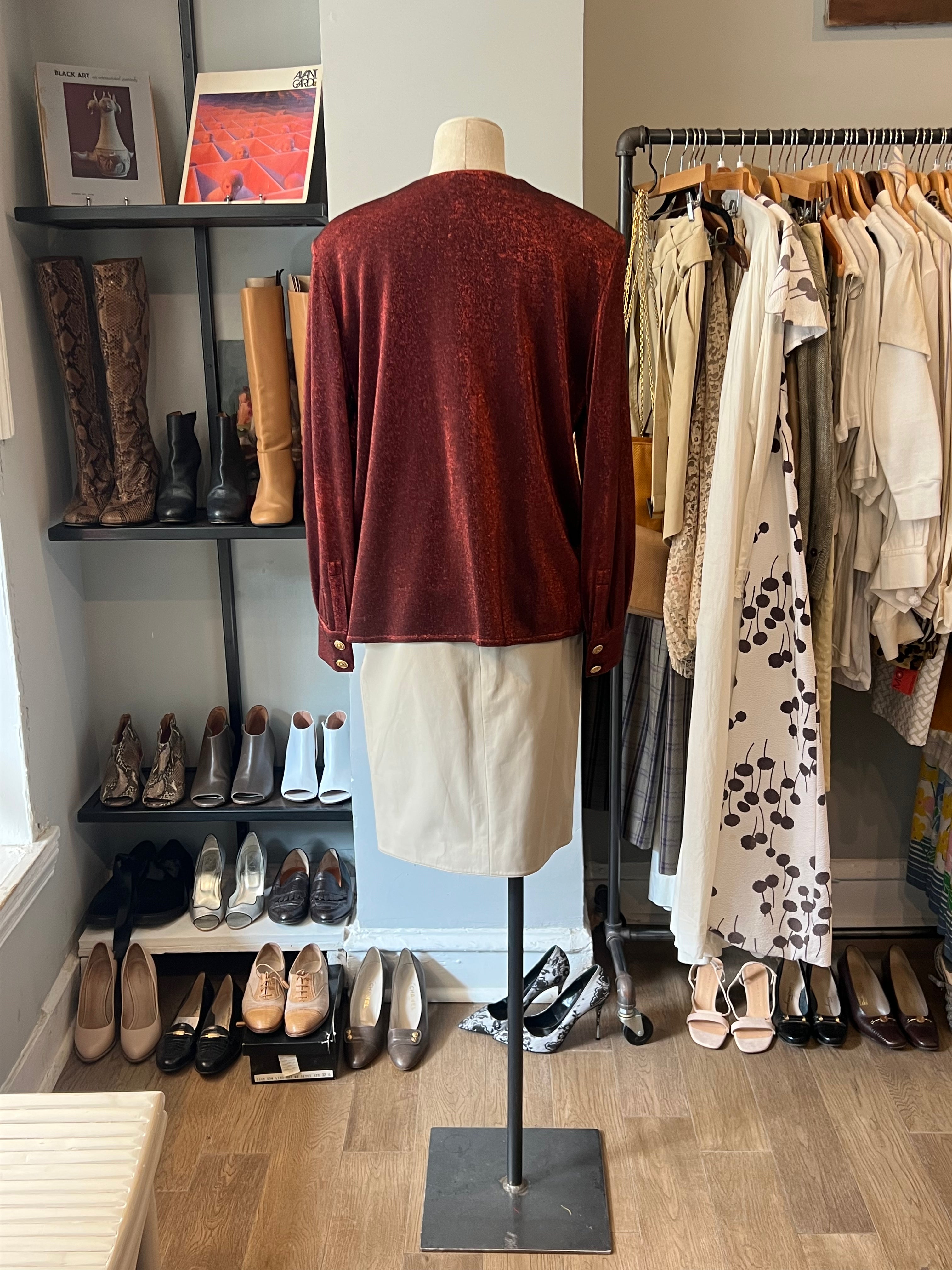 Nina Ricci Red Metallic Rayon Blouse