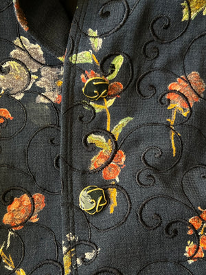 Emanuel Ungaro Navy Printed Wool Blend Jacket