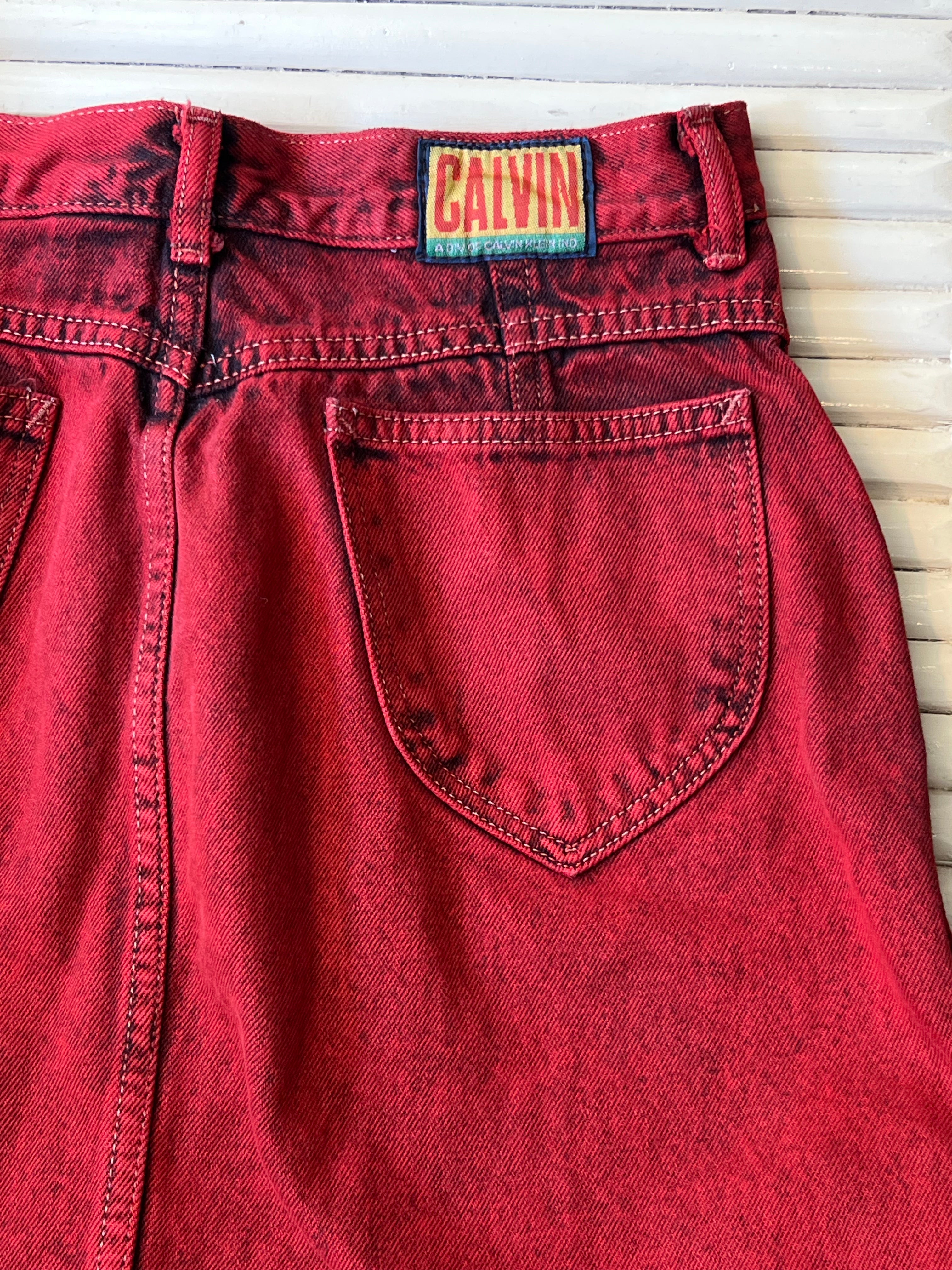 Calvin Klein Jeans Red Acid Wash Skirt