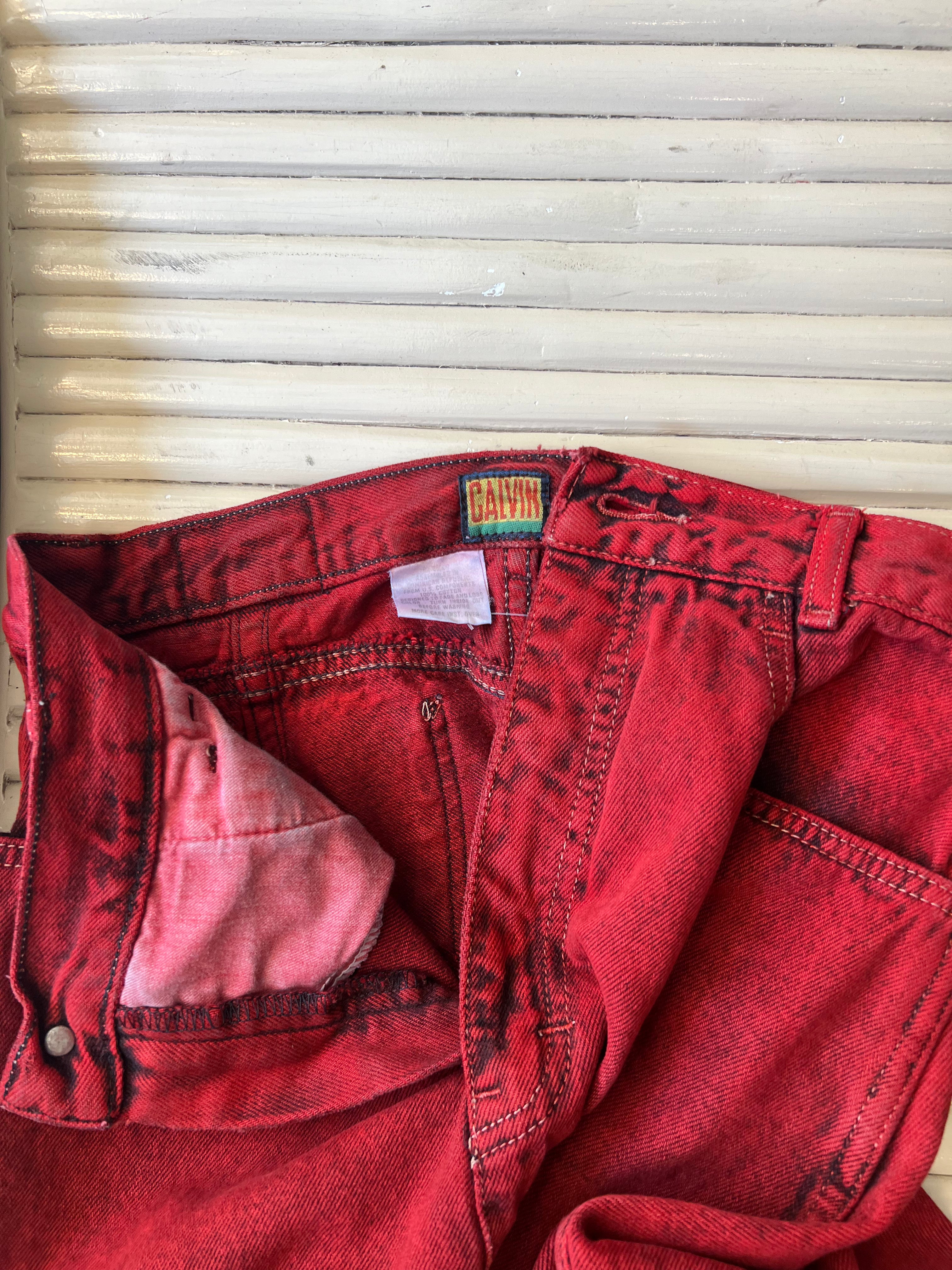 Calvin Klein Jeans Red Acid Wash Skirt
