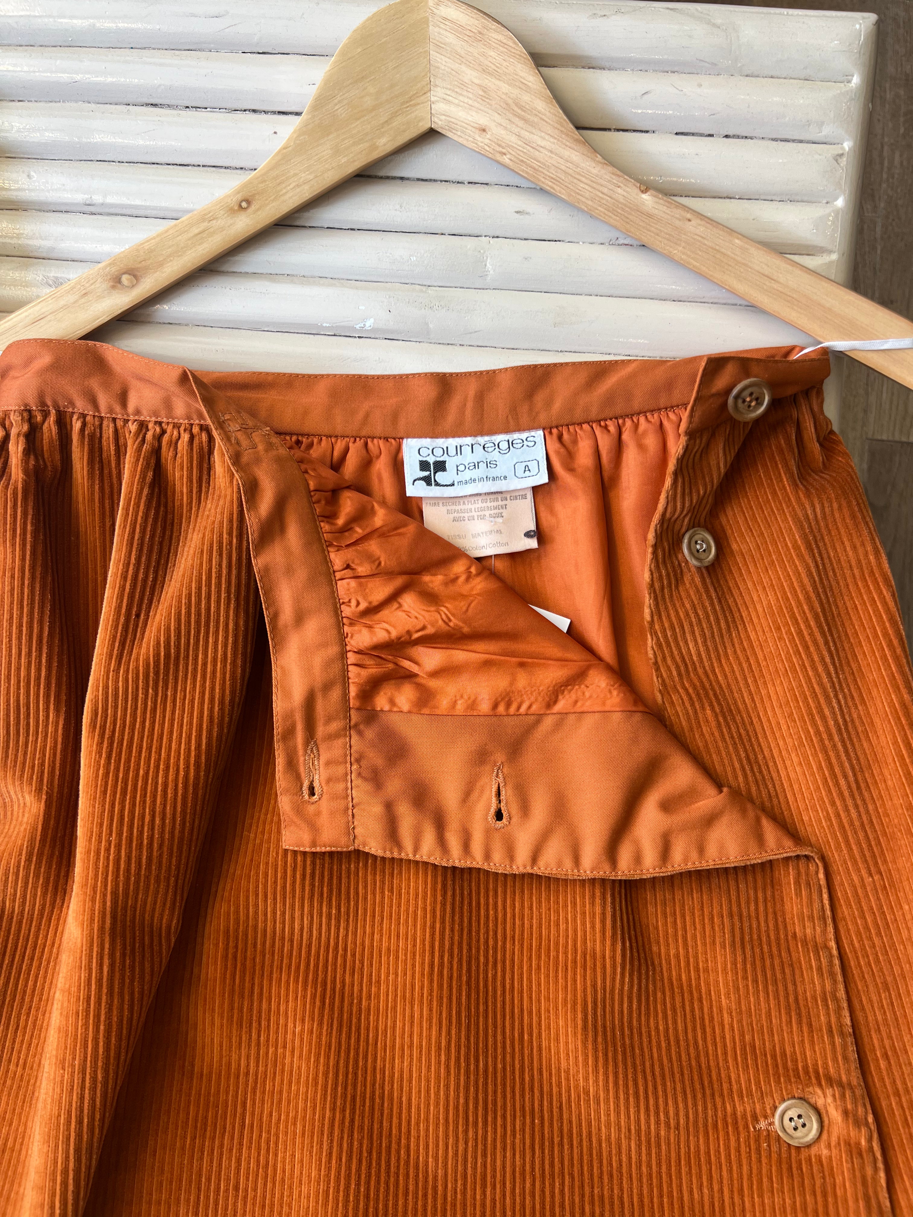 Courreges Burrnt Orange Cord Skirt