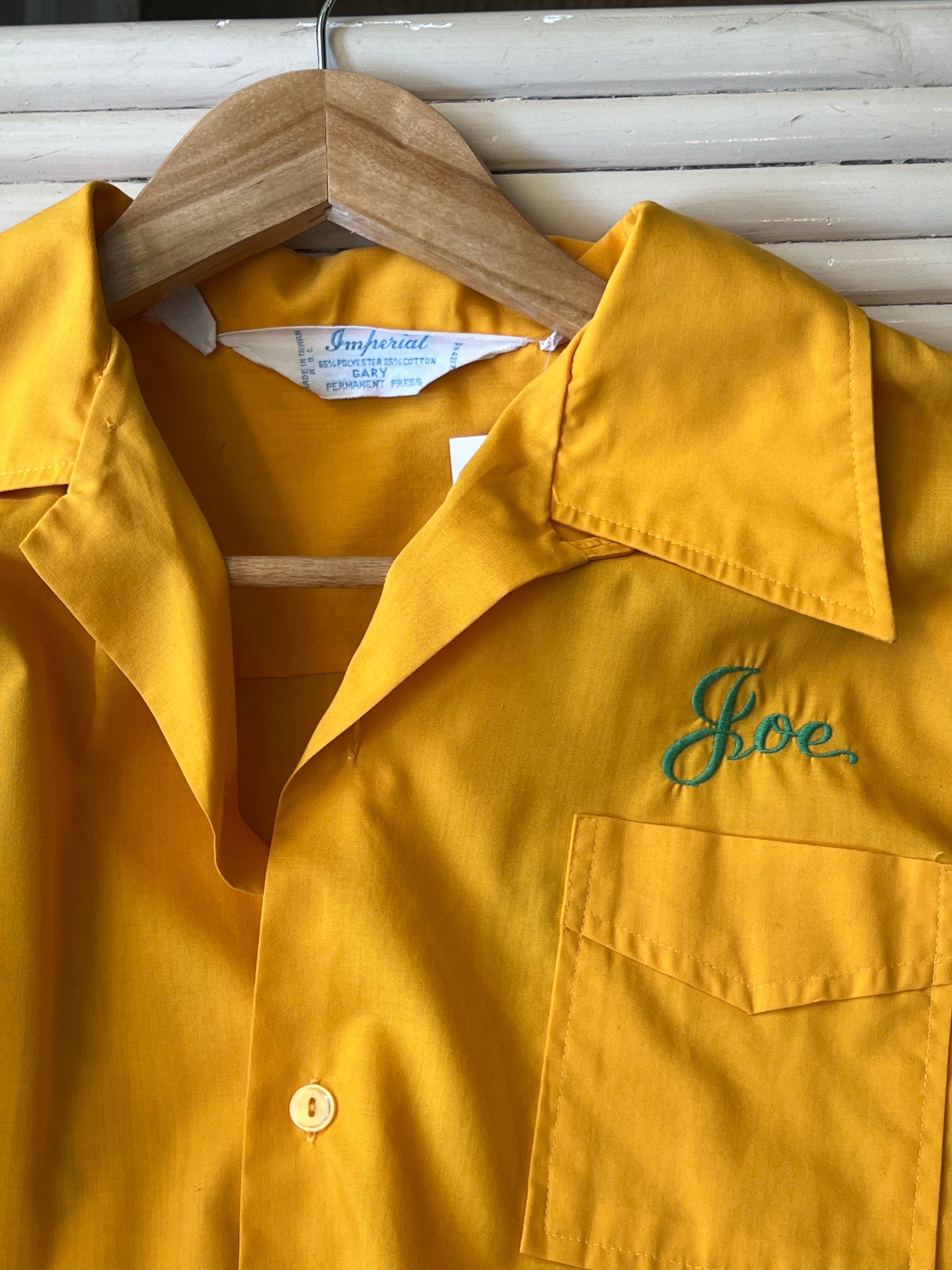 Imperial Yellow Cotton Blend Bowling Shirt