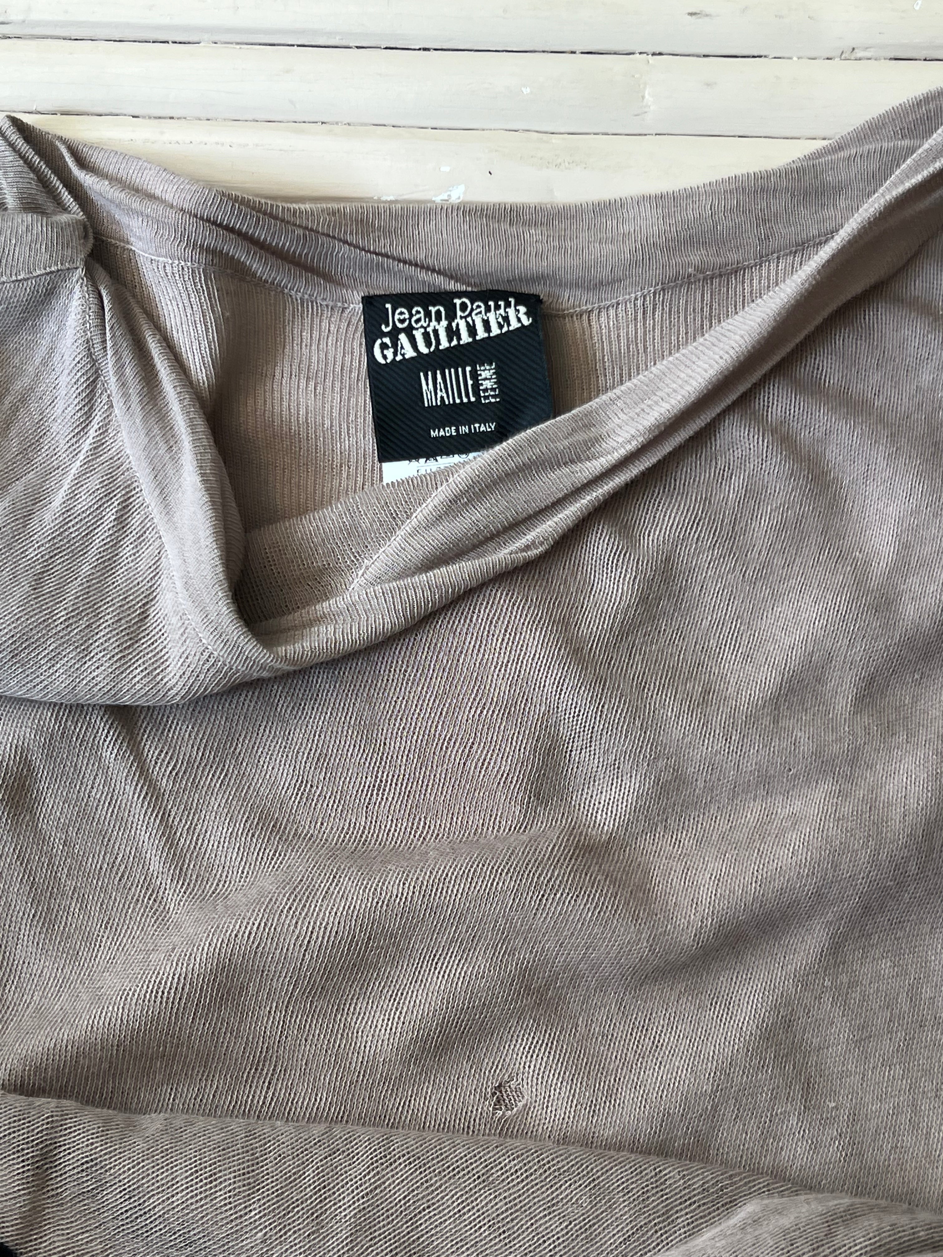 Jean Paul Gaultier Taupe Cotton Knit Stretch Dress