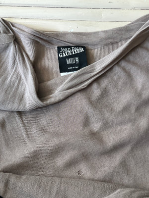 Jean Paul Gaultier Taupe Cotton Knit Stretch Dress