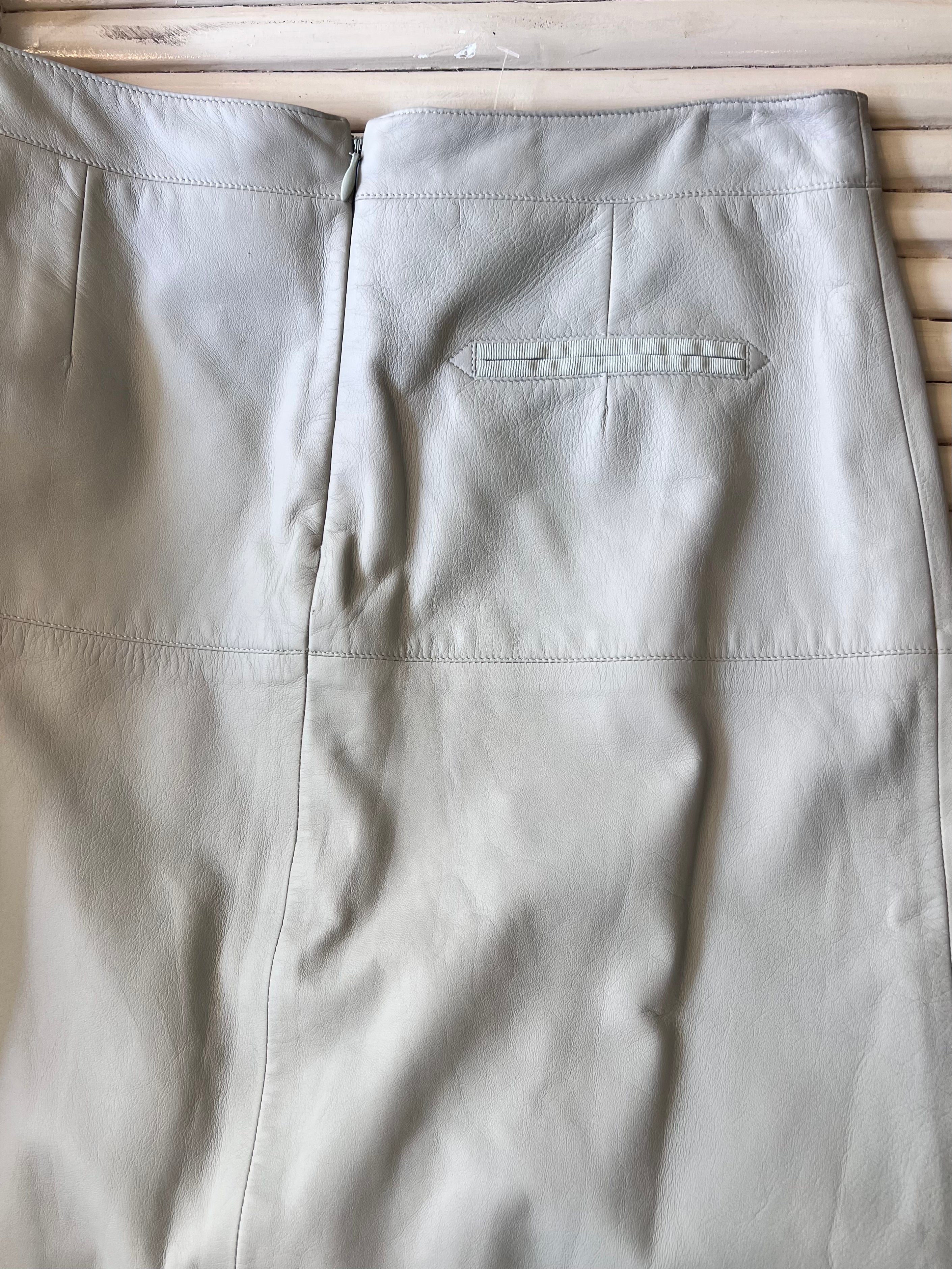 Armani Collezioni Grey Leather Skirt