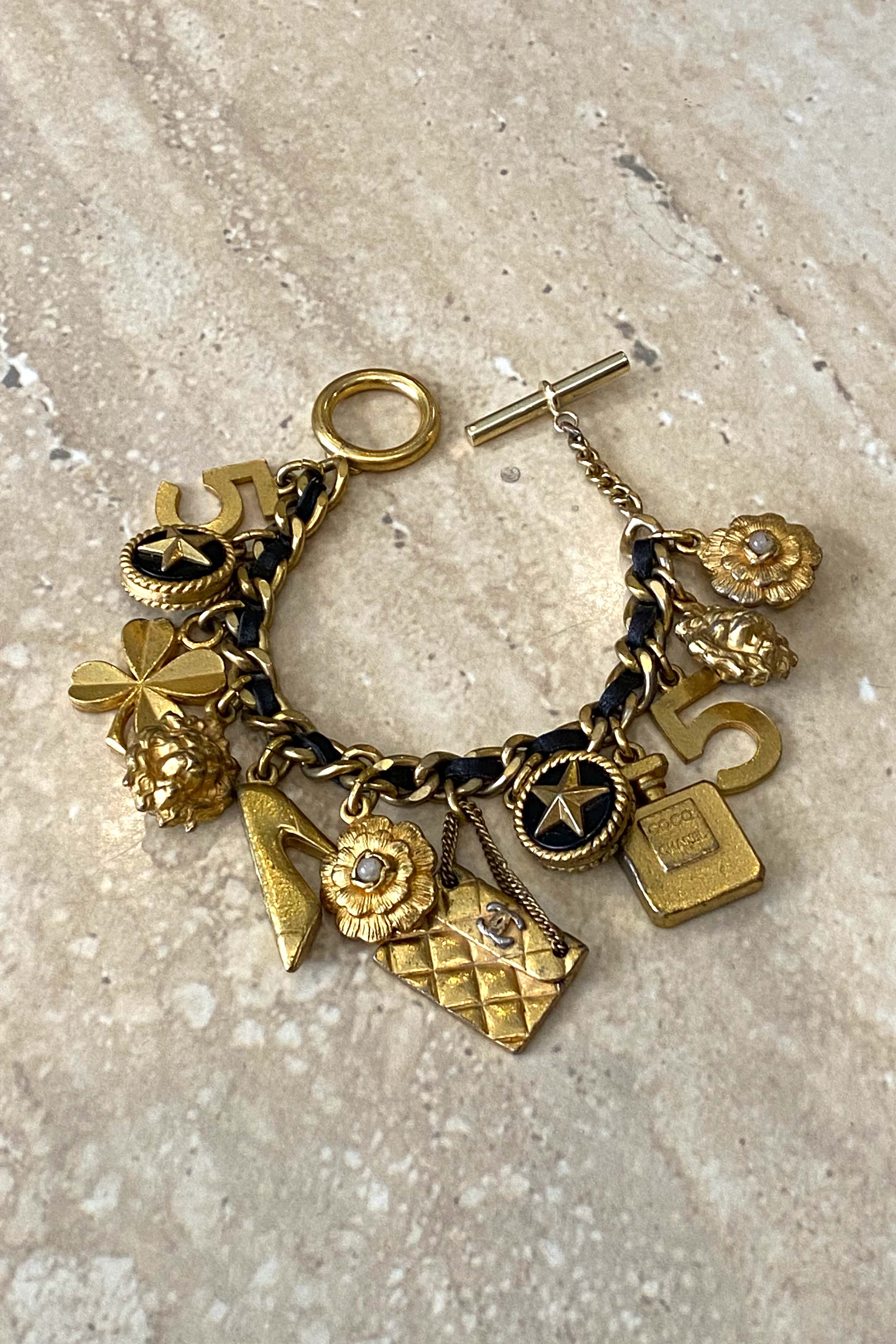 Chanel Matte Gold Charm Bracelet