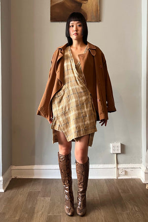 Issey Miyake 1980s Brown woven Tunic Dress Moore Vintage Archive Issey Miyake 1980s Brown woven Tunic Dress Moore Vintage Archive