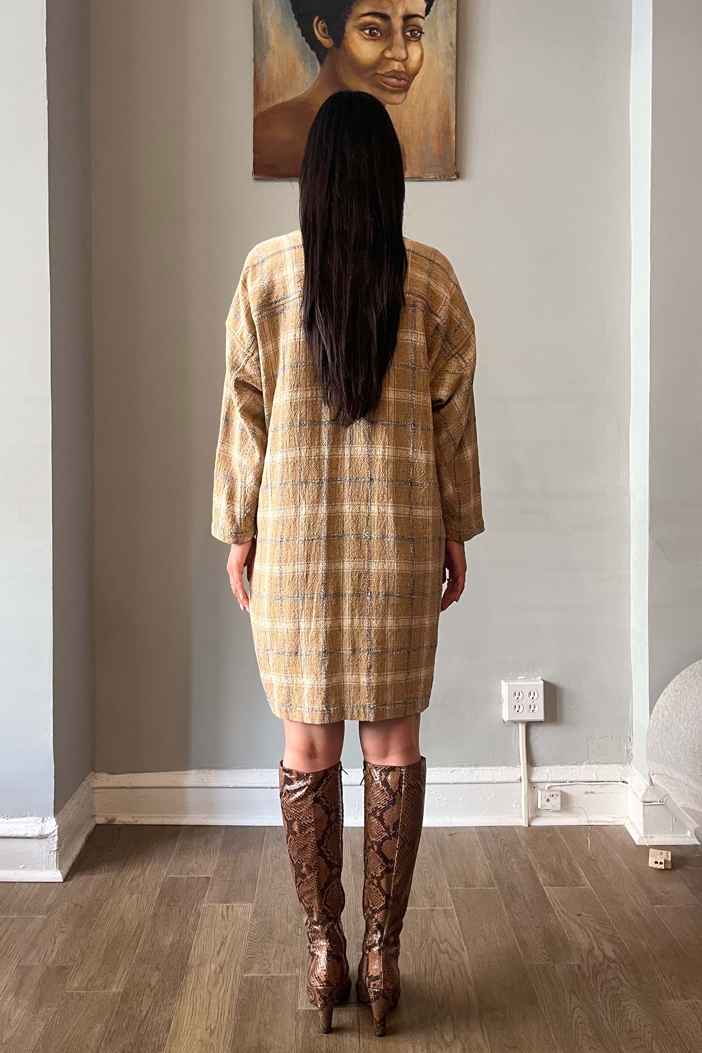 Issey Miyake 1980s Brown woven Tunic Dress Moore Vintage Archive Issey Miyake 1980s Brown woven Tunic Dress Moore Vintage Archive