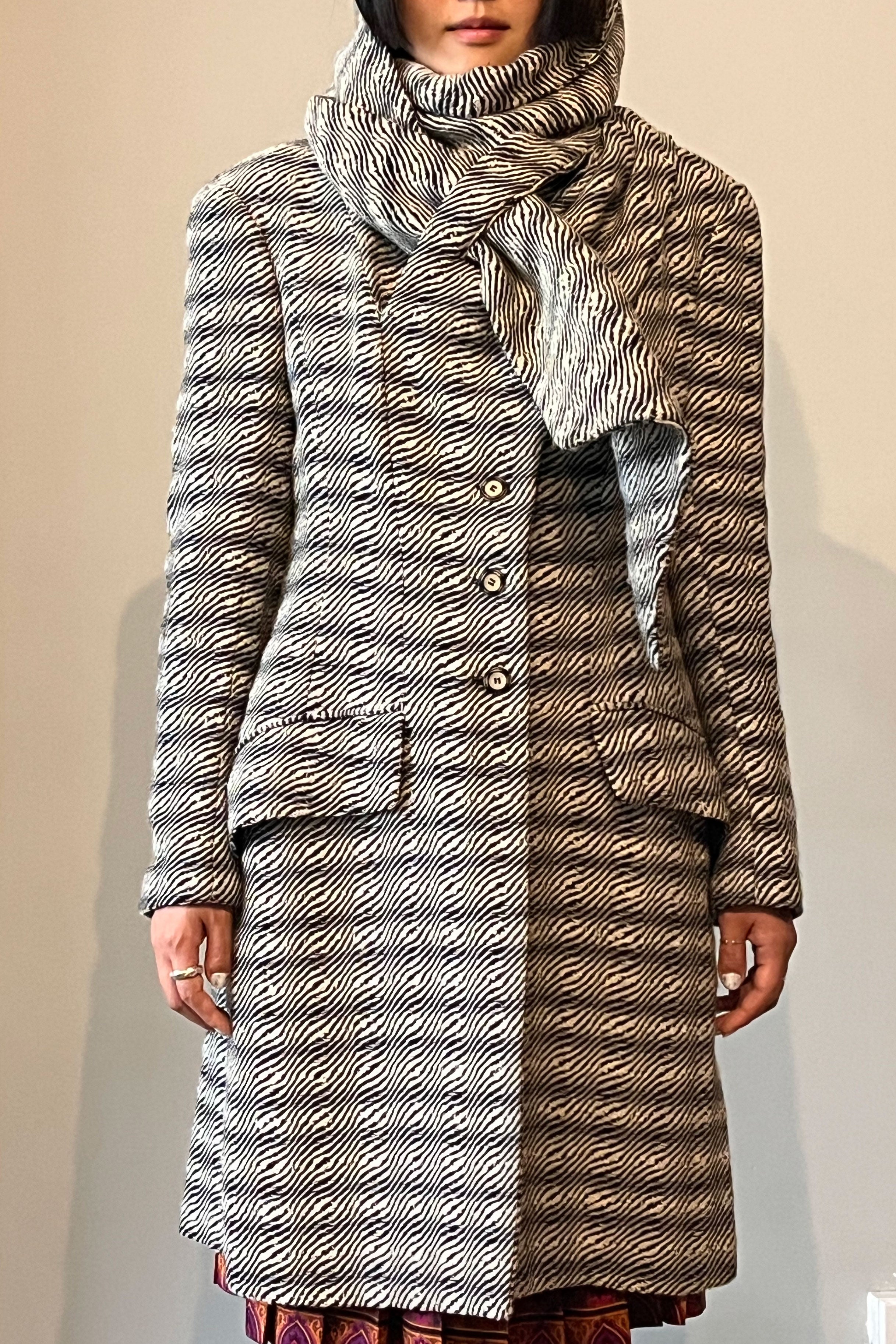 John Galliano Woven Striped Scarf Coat
