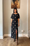 Lanvin Boutique Black Silk Kimono-Inspired Button Front Dress