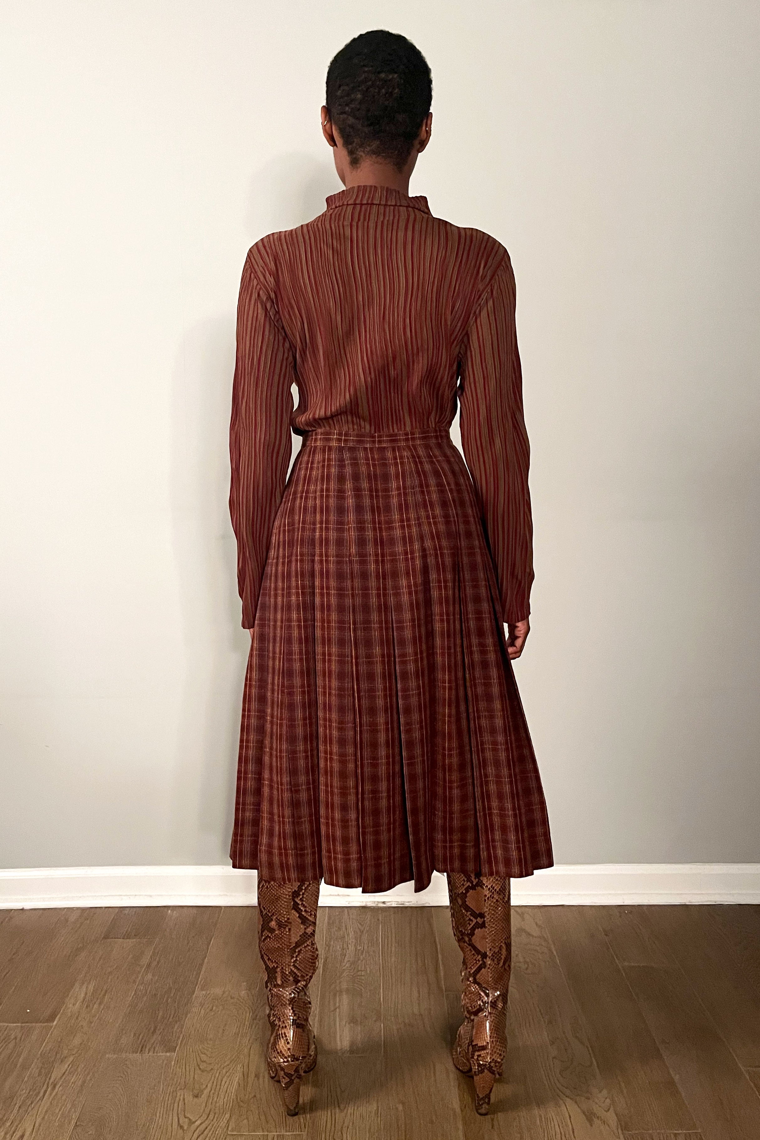 Saint Laurent Plaid Wool Skirt