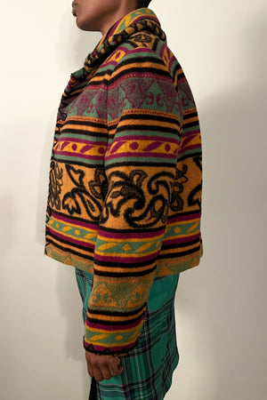 Byblos Multicolor Wool Printed Cropped Jacket