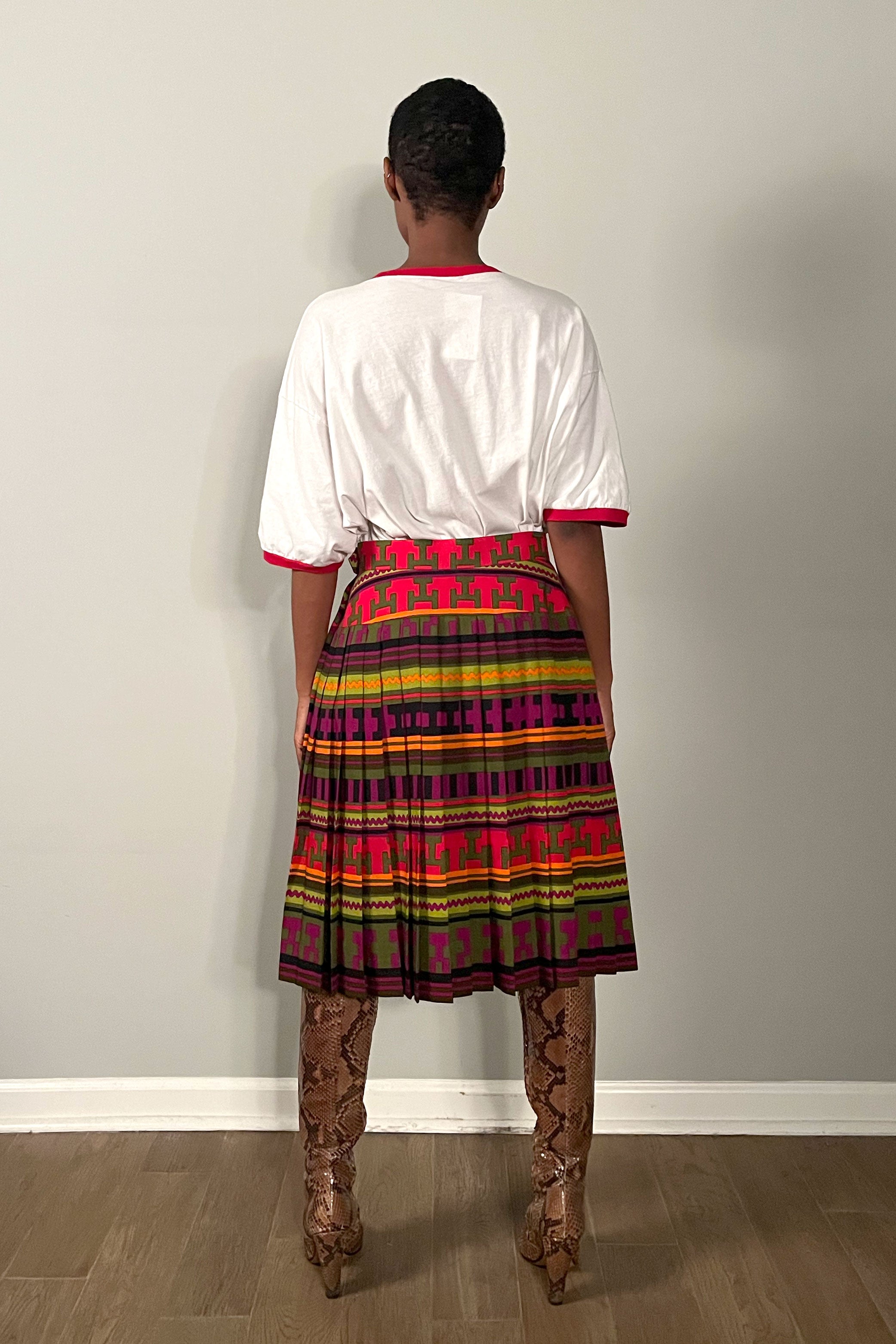 Christian Lacroix Geometric Pattern Pleated Skirt