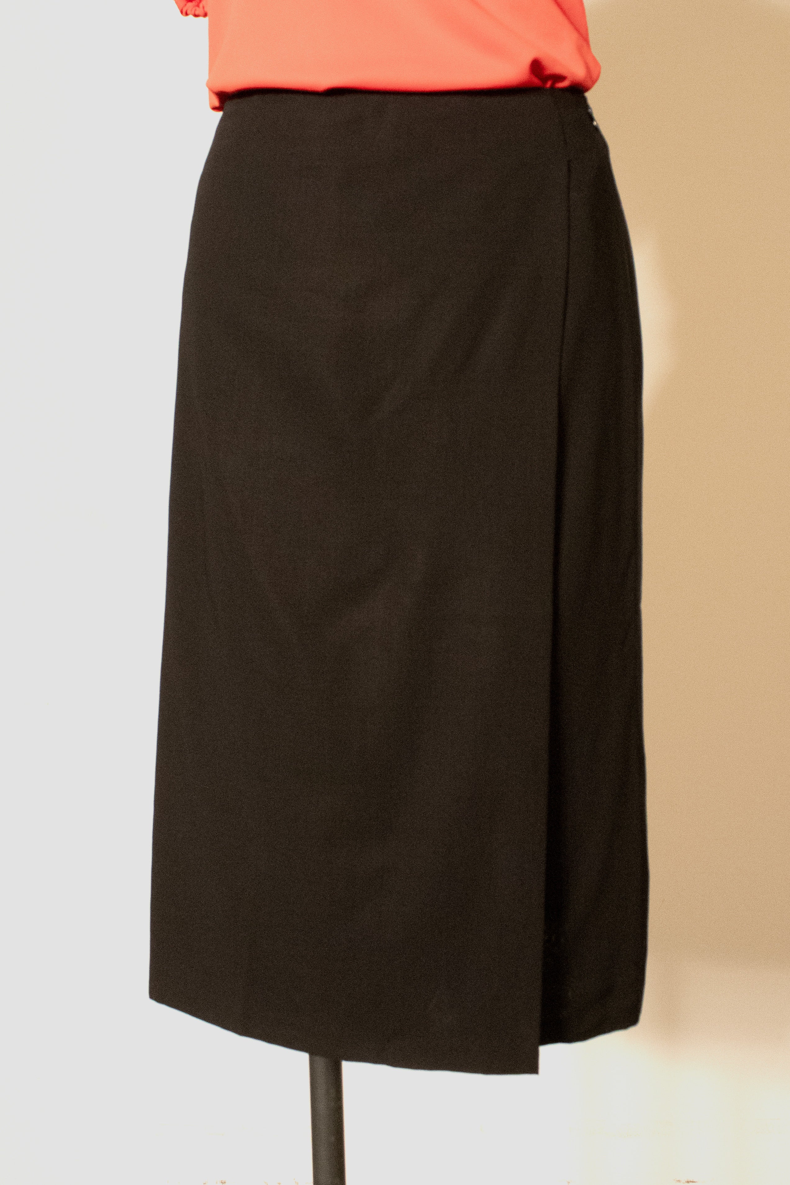 Hermès by Martin Margiela black virgin wool faux wrap skirt