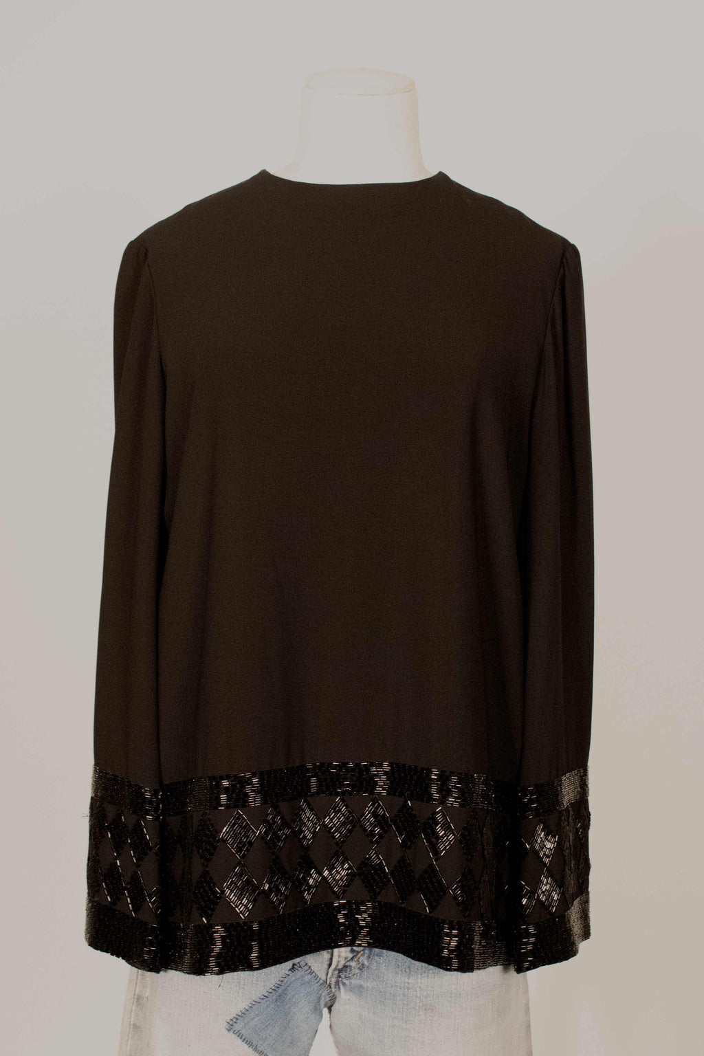 Larry Alrich black silk beaded top