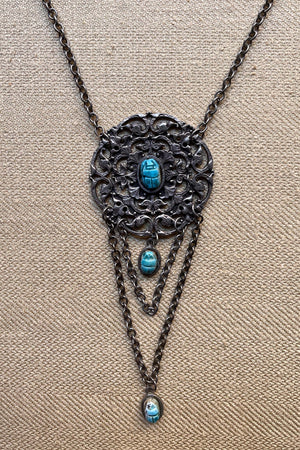 Silver tone Egyptian Revival necklace