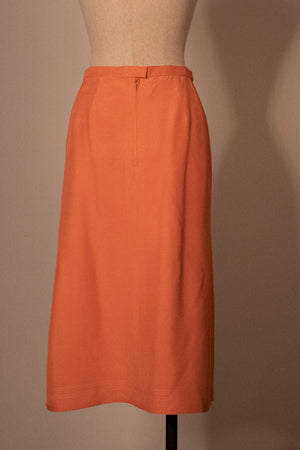 Chanel peach silk skirt suit