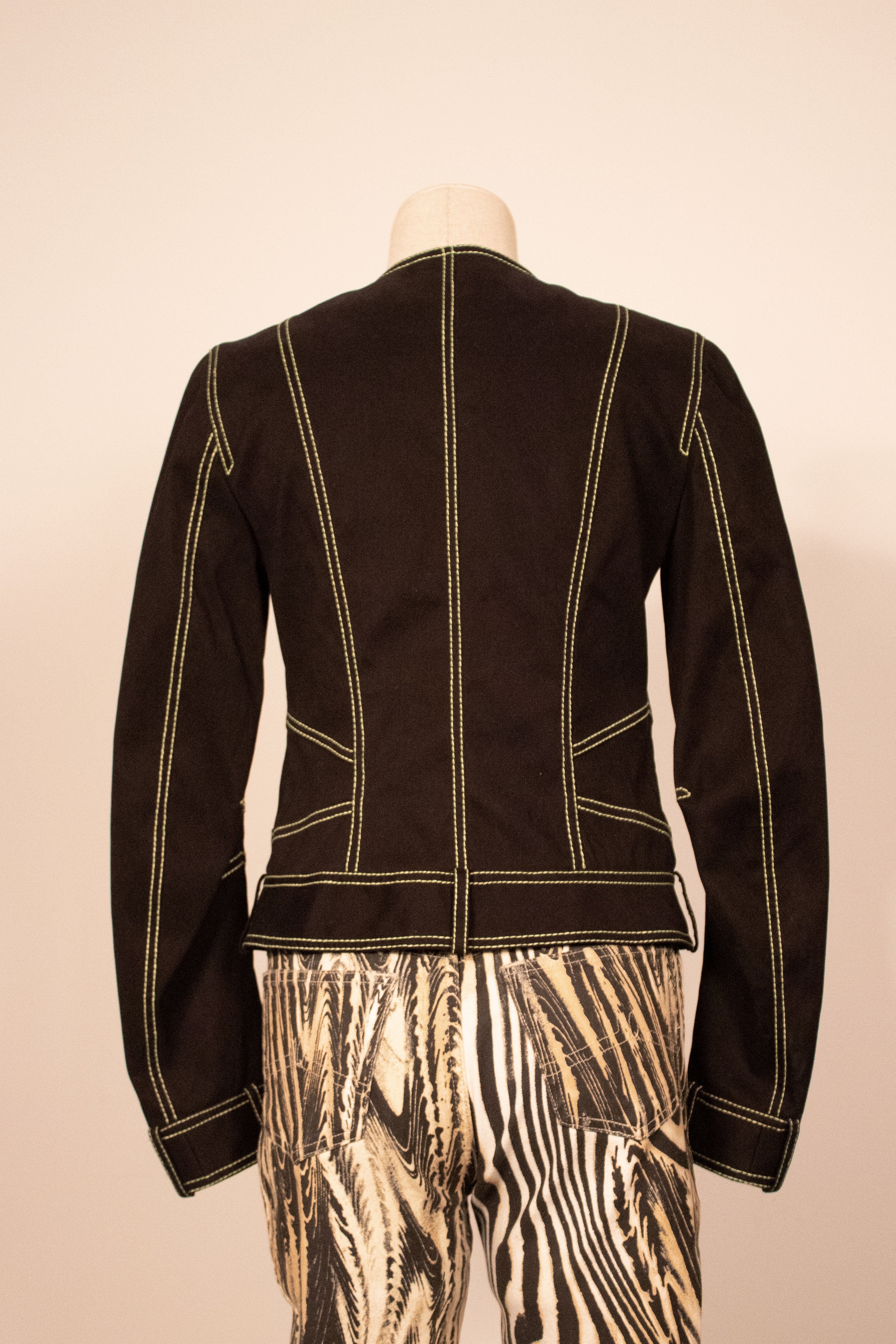 Galliano black cotton with neon thread jacket