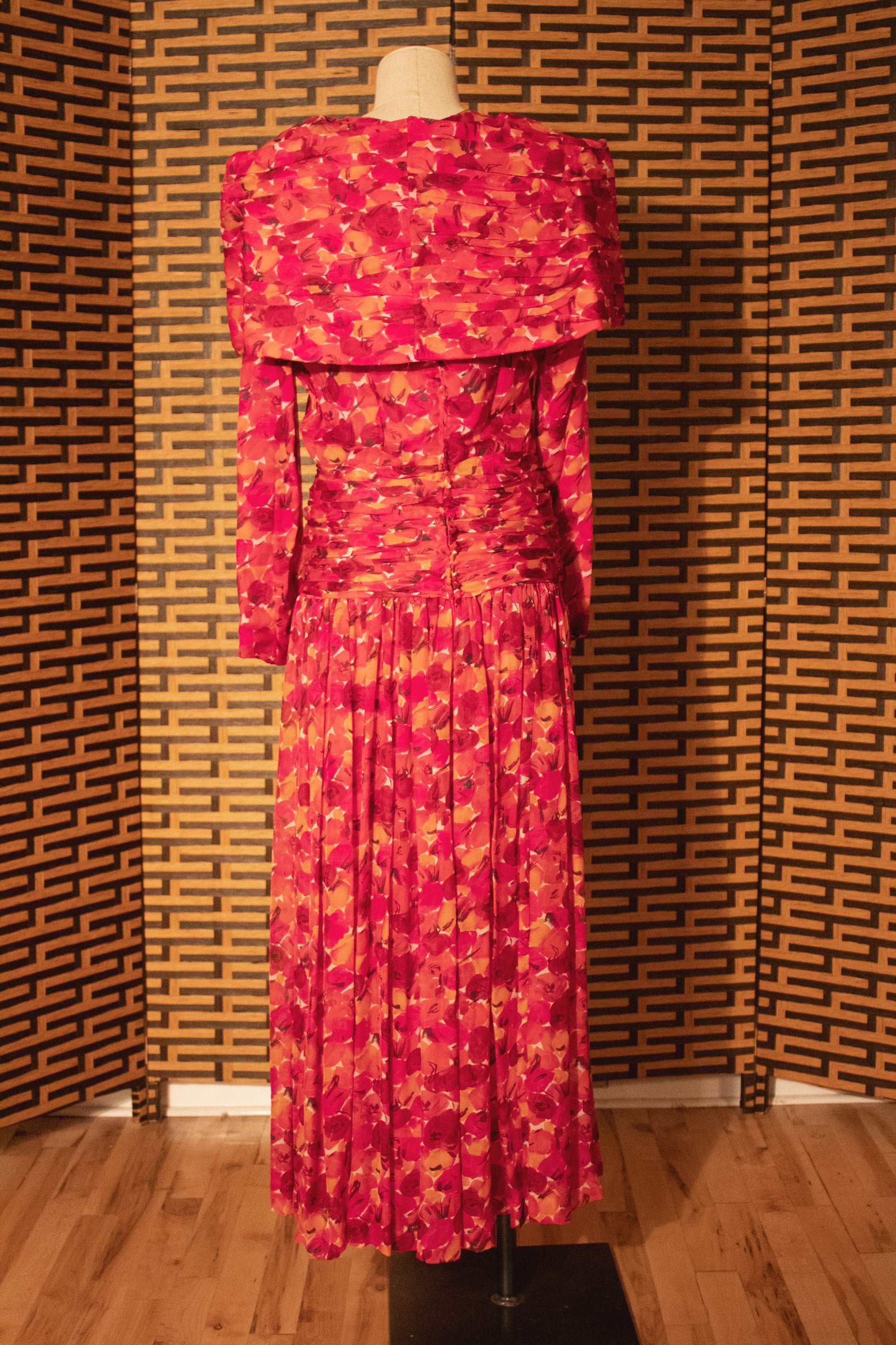 Nora Elias floral printed silk chiffon maxi dress