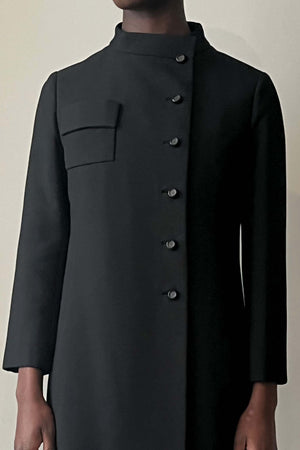 Christian Dior for Saks Black Cotton Blend Overcoat 1960s