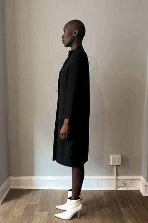 Christian Dior for Saks Black Cotton Blend Overcoat 1960s