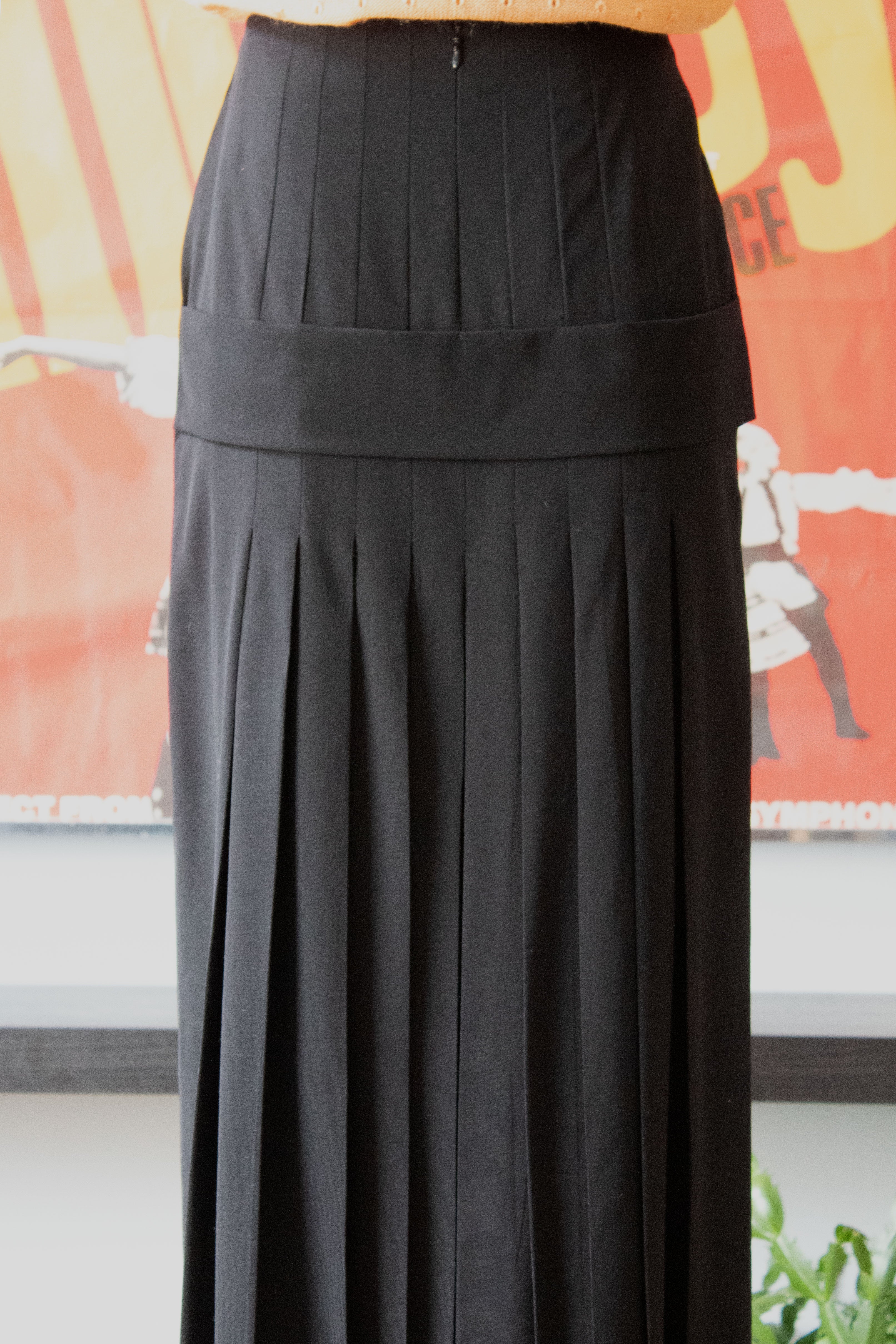 Jean Paul Gaultier black wool maxi skirt
