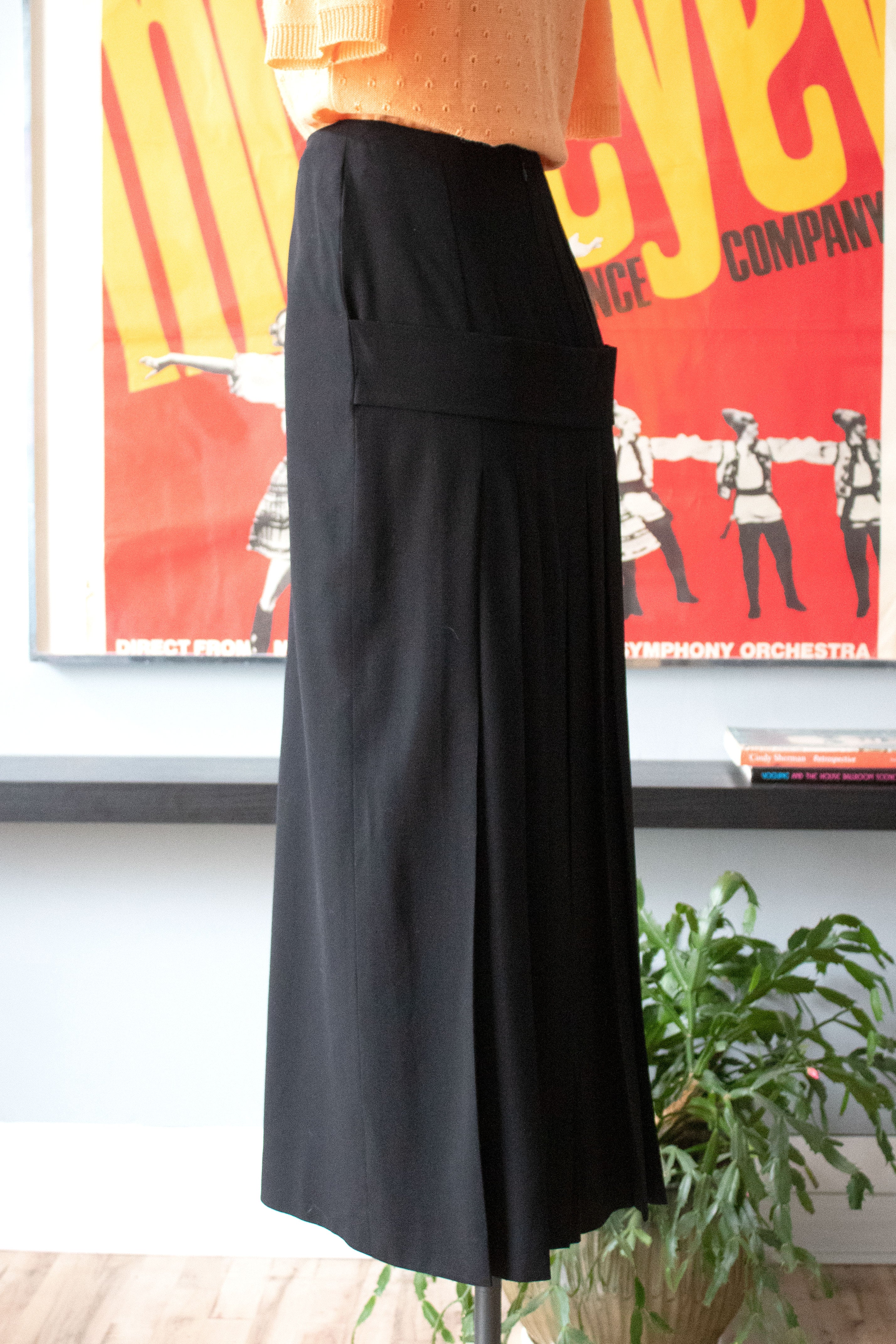 Jean Paul Gaultier black wool maxi skirt