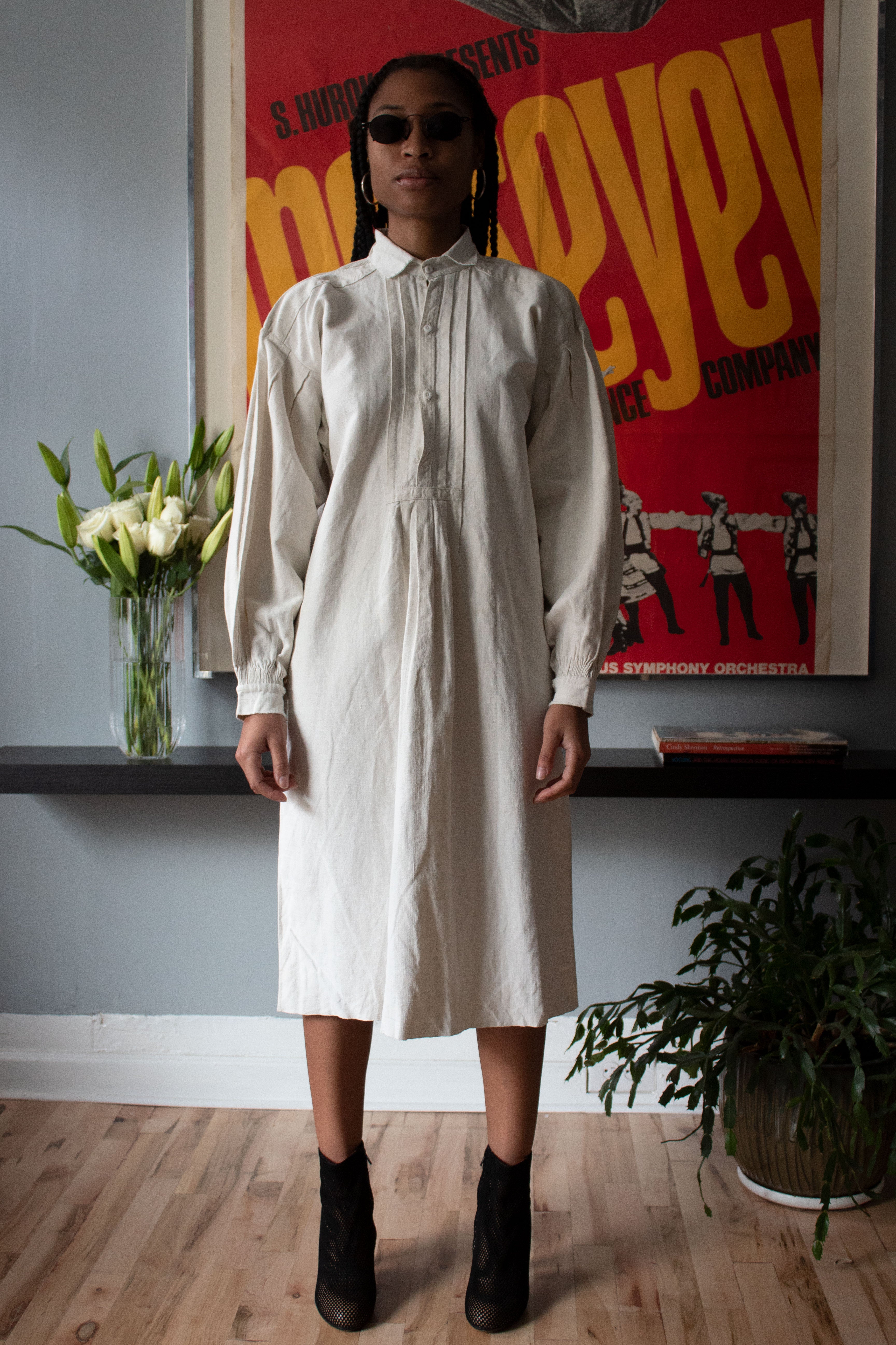 Antique white linen caftan dress Moore Vintage Archive Antique white linen caftan dress Moore Vintage Archive
