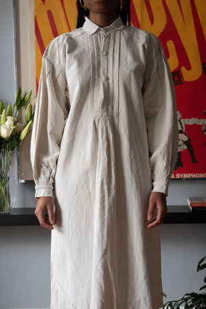 Antique white linen caftan dress