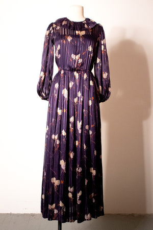 Unmarked vintage couture purple silk prairie dress
