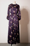 Unmarked vintage couture purple silk prairie dress