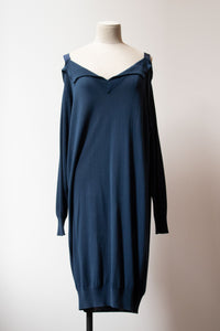 Margiela teal cotton blend knit dress