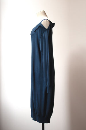 Margiela teal cotton blend knit dress
