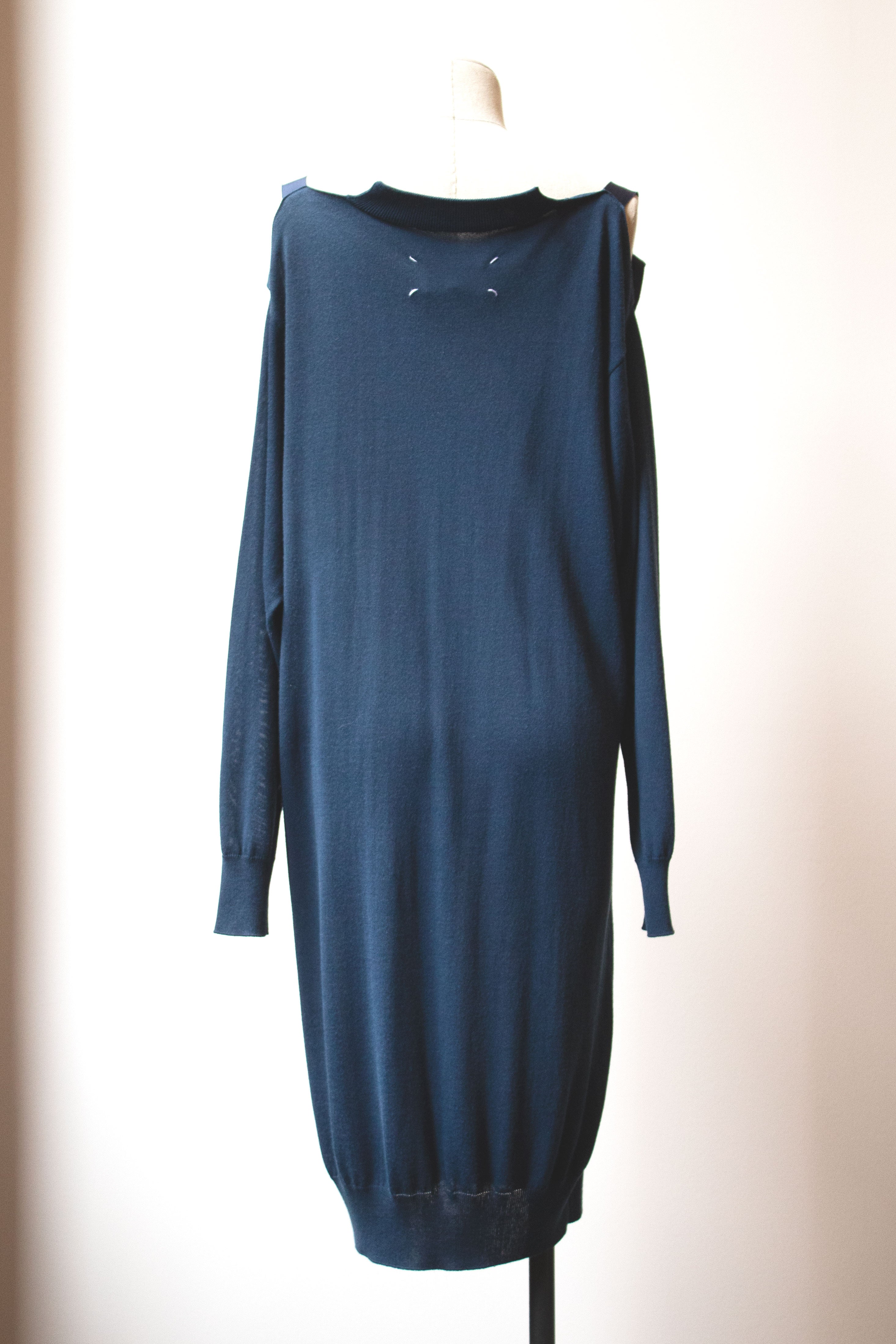 Margiela teal cotton blend knit dress