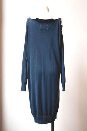 Margiela teal cotton blend knit dress