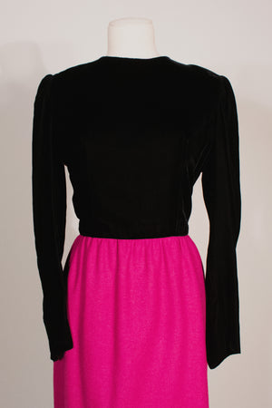 Lanvin Paris magenta wool midi dress