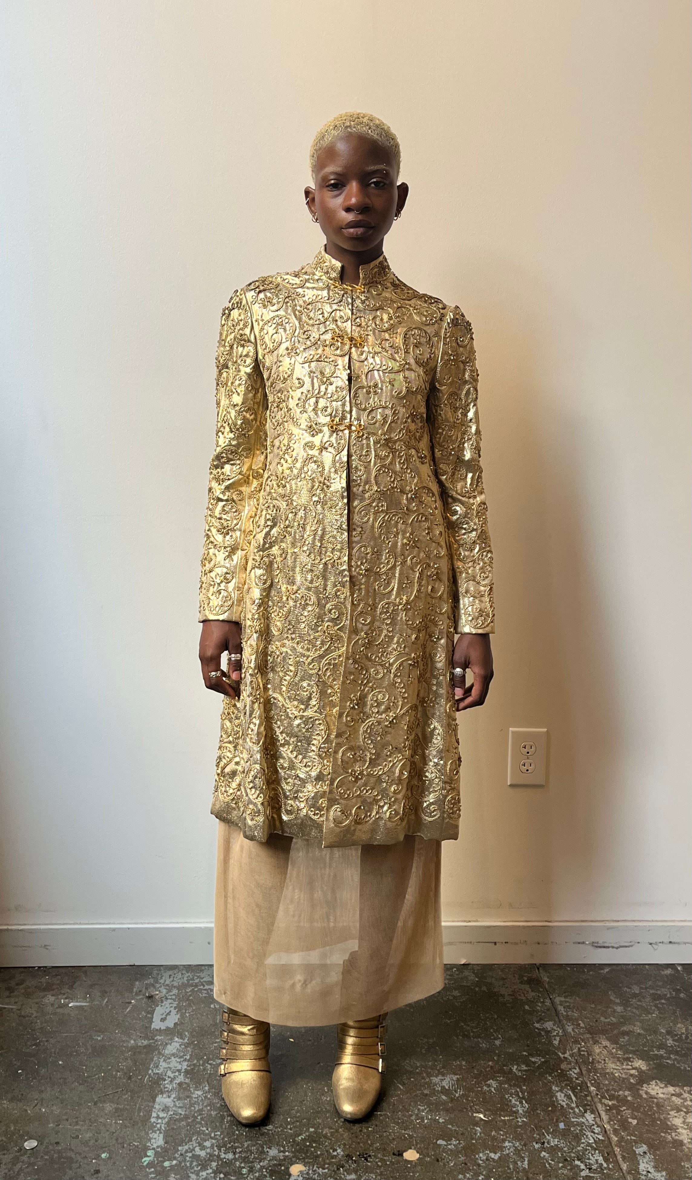 Larry Aldrich Gold Lame Embellished Jacket Moore Vintage Archive