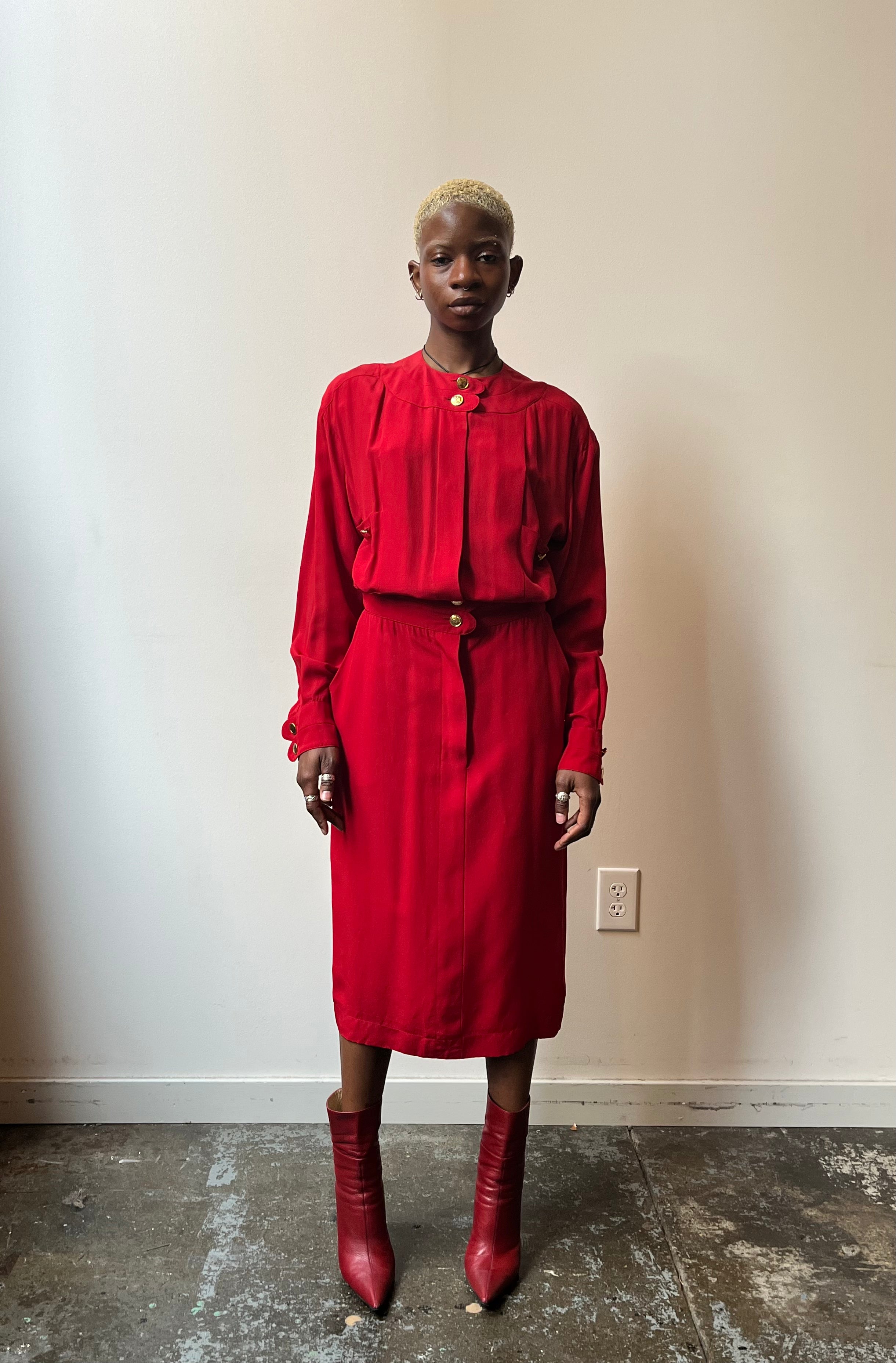 Pleated top back dress
