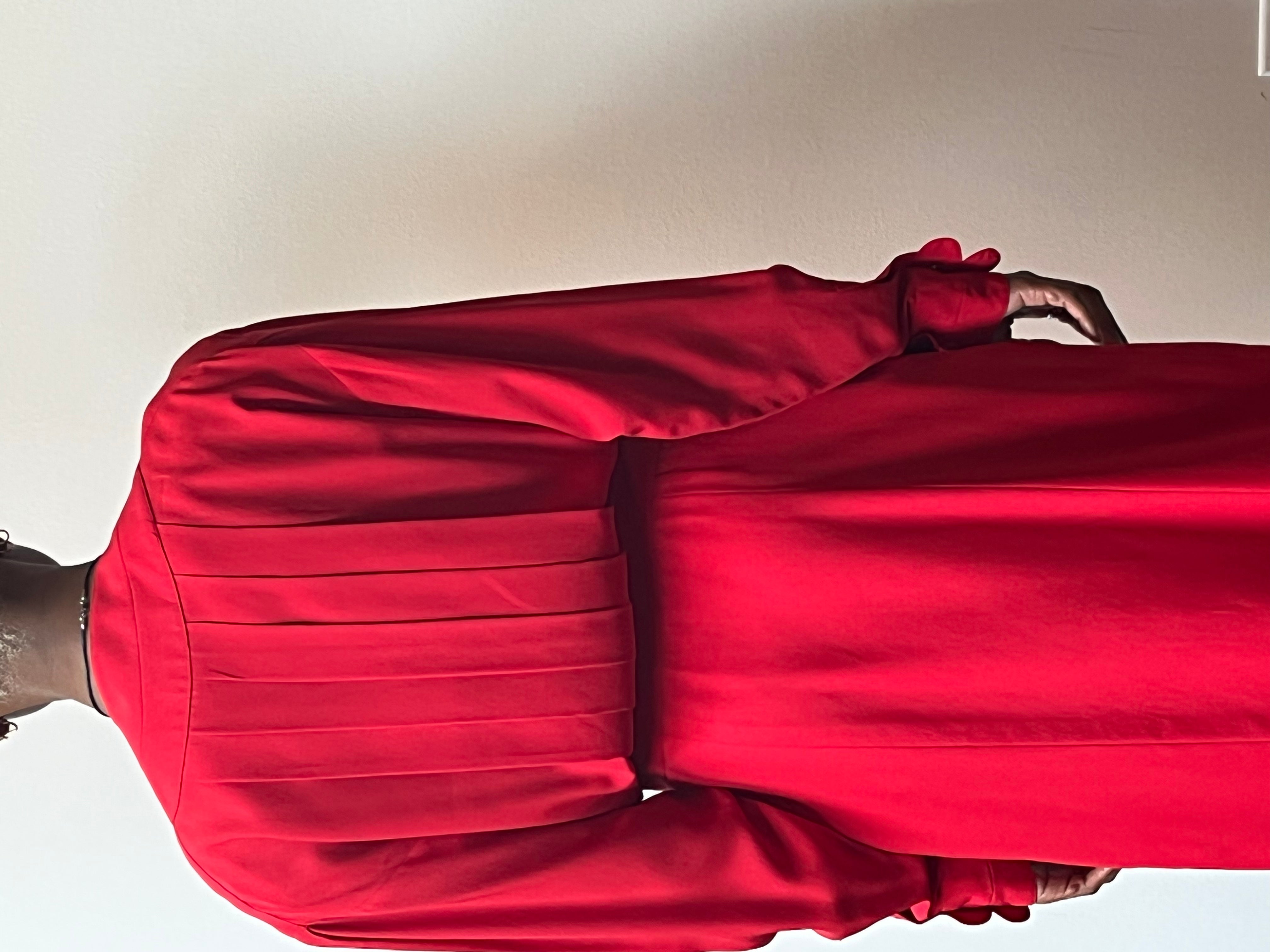 Chanel red silk pleated back dress Moore Vintage Archive Chanel red silk pleated back dress Moore Vintage Archive