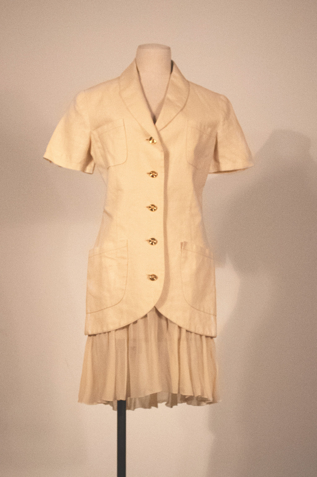 Chanel cream linen skirt suit